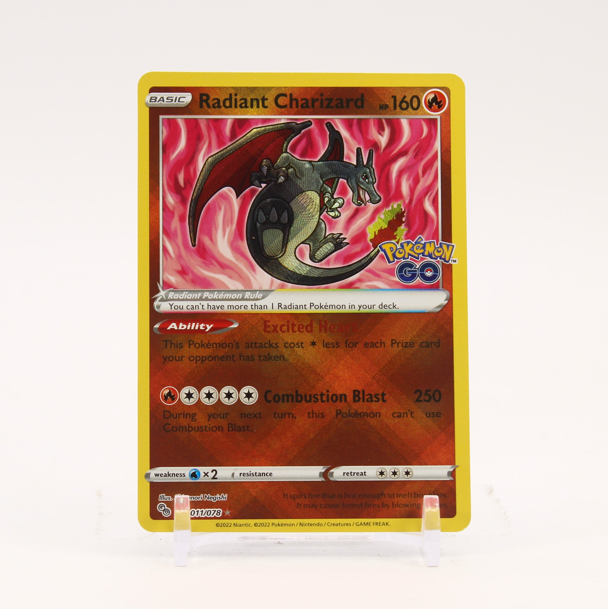 Radiant Charizard - 011/078 Pokemon Go Shiny Holo Rare Pokemon - NM