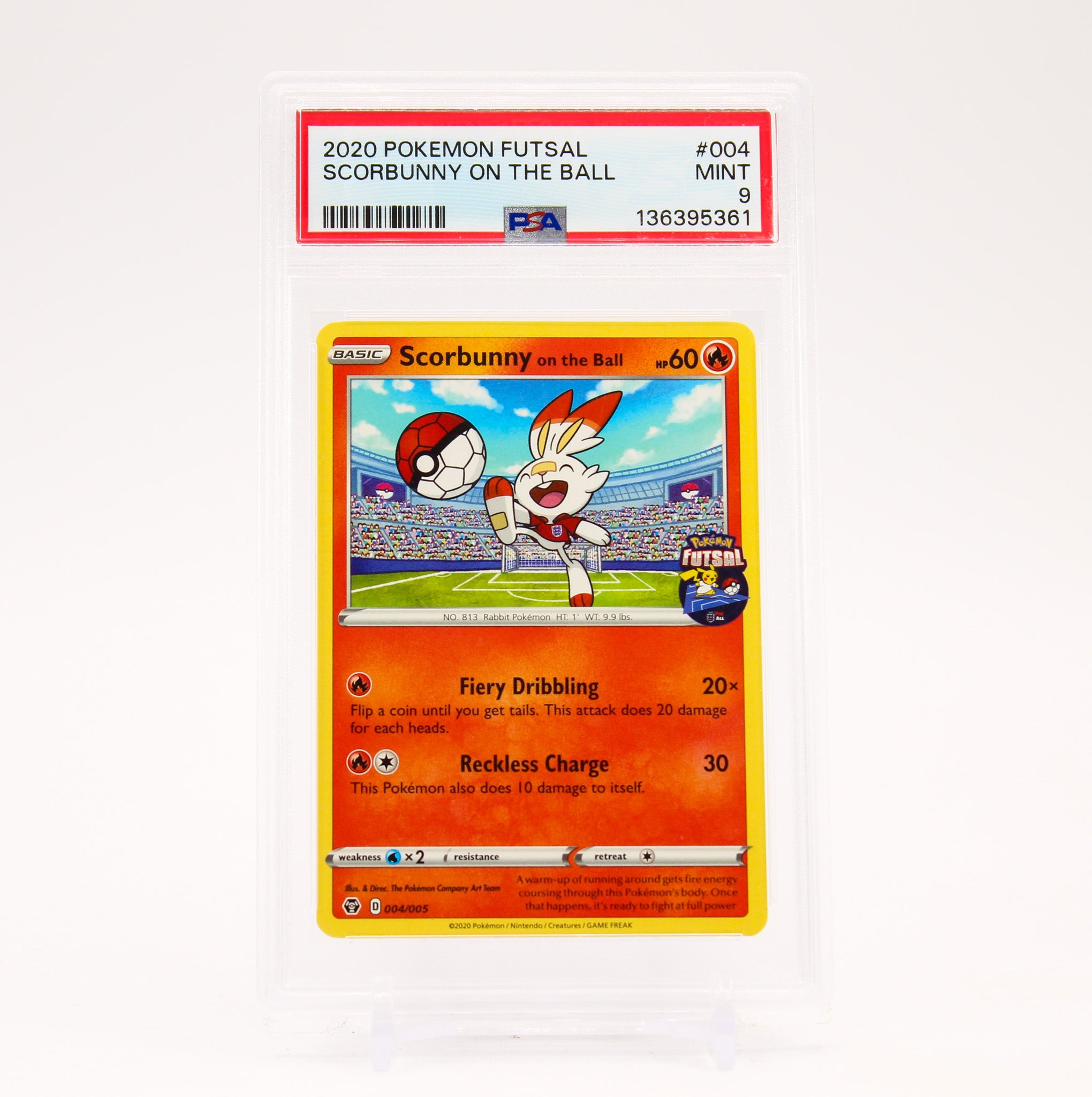 Scorbunny on the Ball - 004/005 PSA 9 2020 Futsal Promo Pokemon - MINT