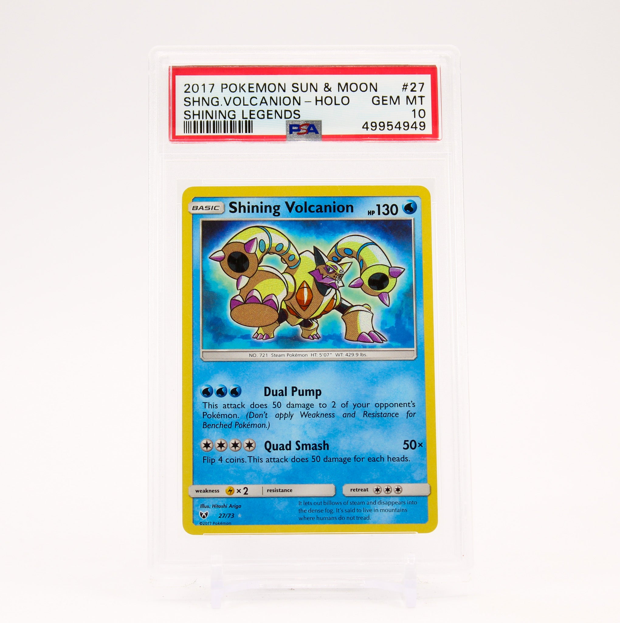 Shining Volcanion - 27/73 PSA 10 Shining Legends Shiny Holo Rare Pokemon - GEM MT