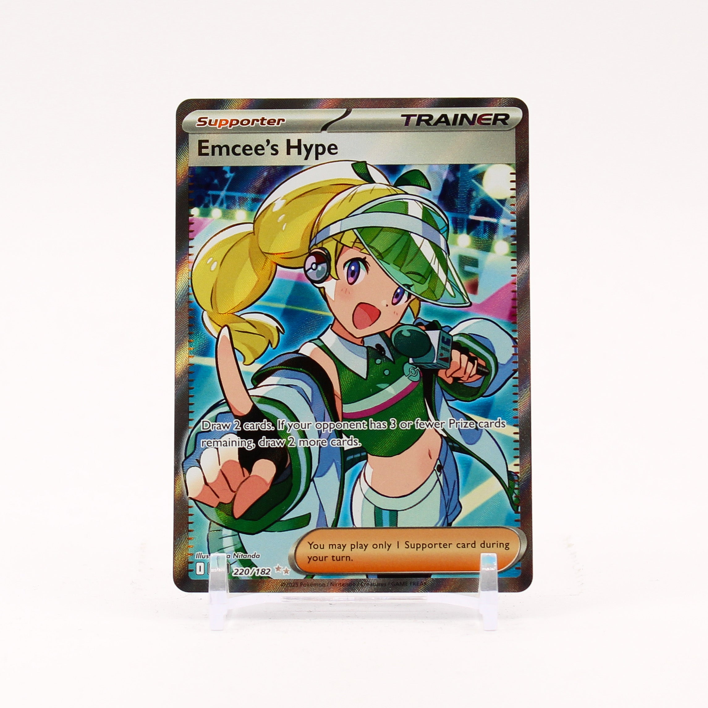 Emcee's Hype - 220/182 Destined Rivals Full Art Trainer - NM/MINT