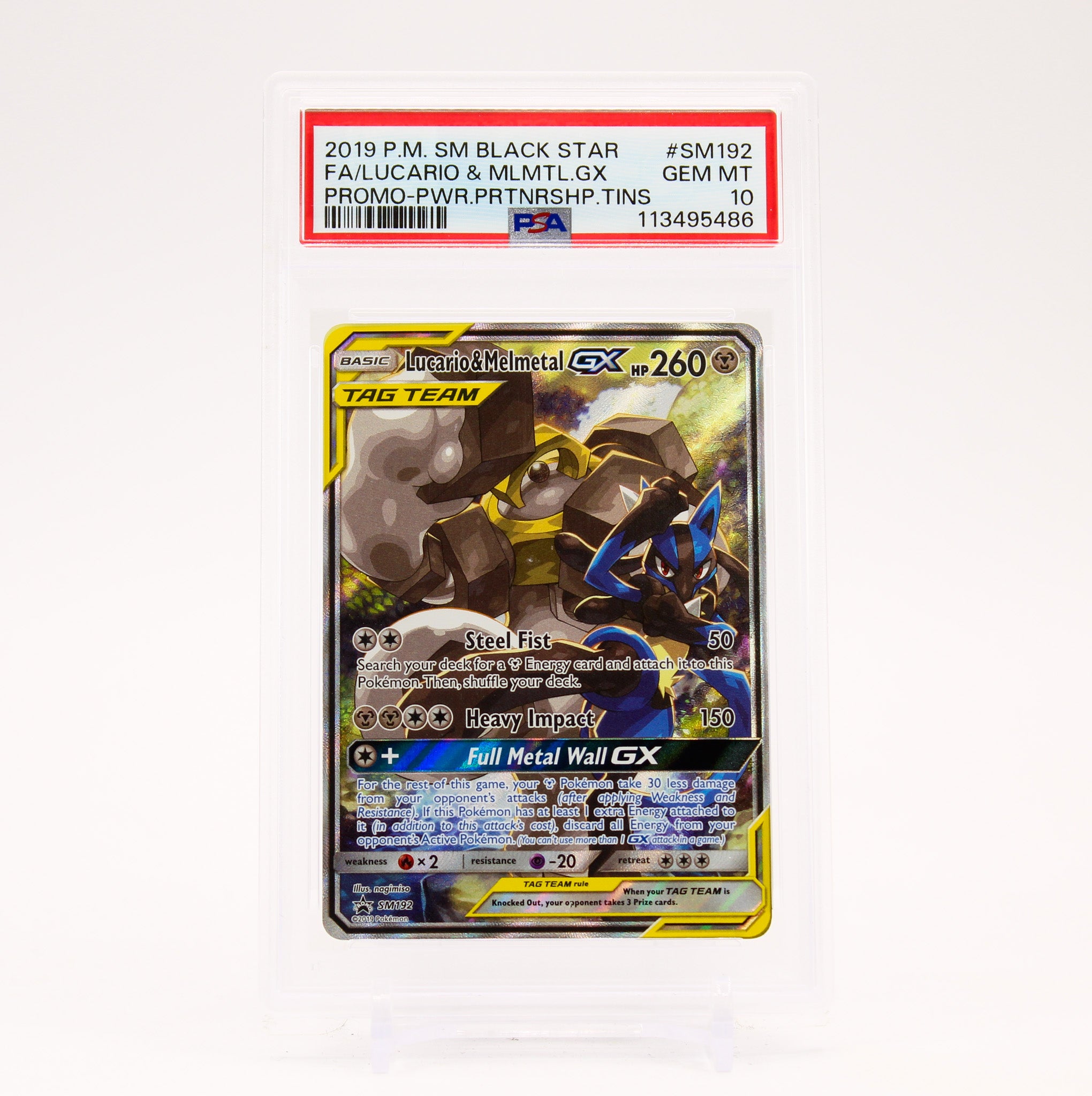 Lucario & Melmetal GX - SM192 PSA 10 Black Star Promo Alternate Art Pokemon - GEM MT
