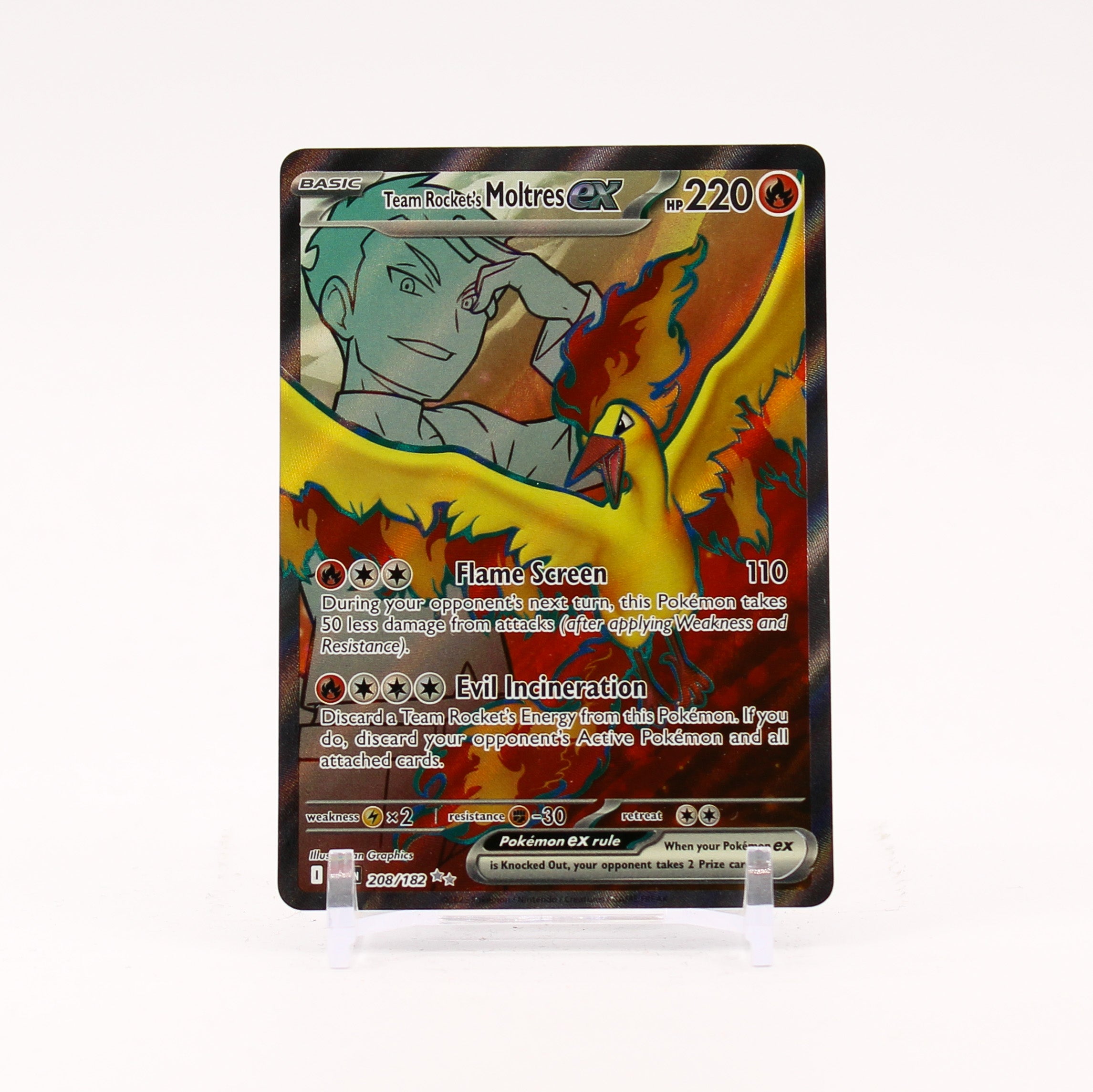 Team Rocket's Moltres ex - 208/182 Destined Rivals Full Art Pokemon - NM/MINT