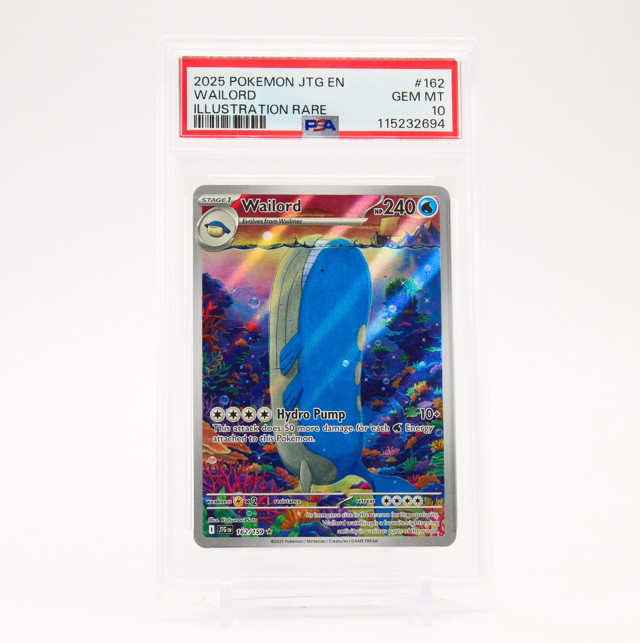 Wailord - 162/159 PSA 10 Journey Together Illustration Rare Pokemon - GEM MT