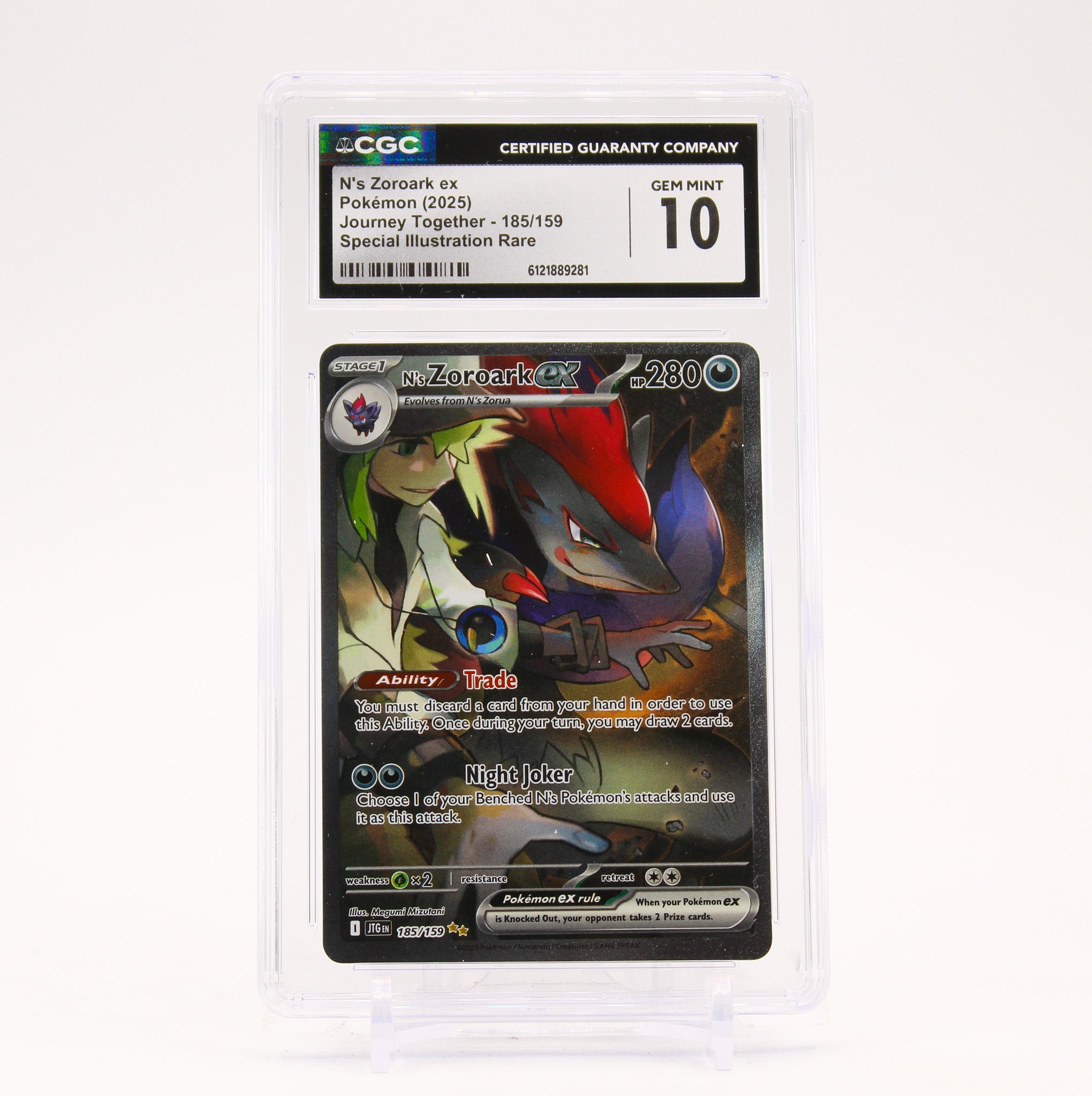N's Zoroark ex - 185/159 CGC 10 Journey Together Special Illustration Pokemon - GEM MT