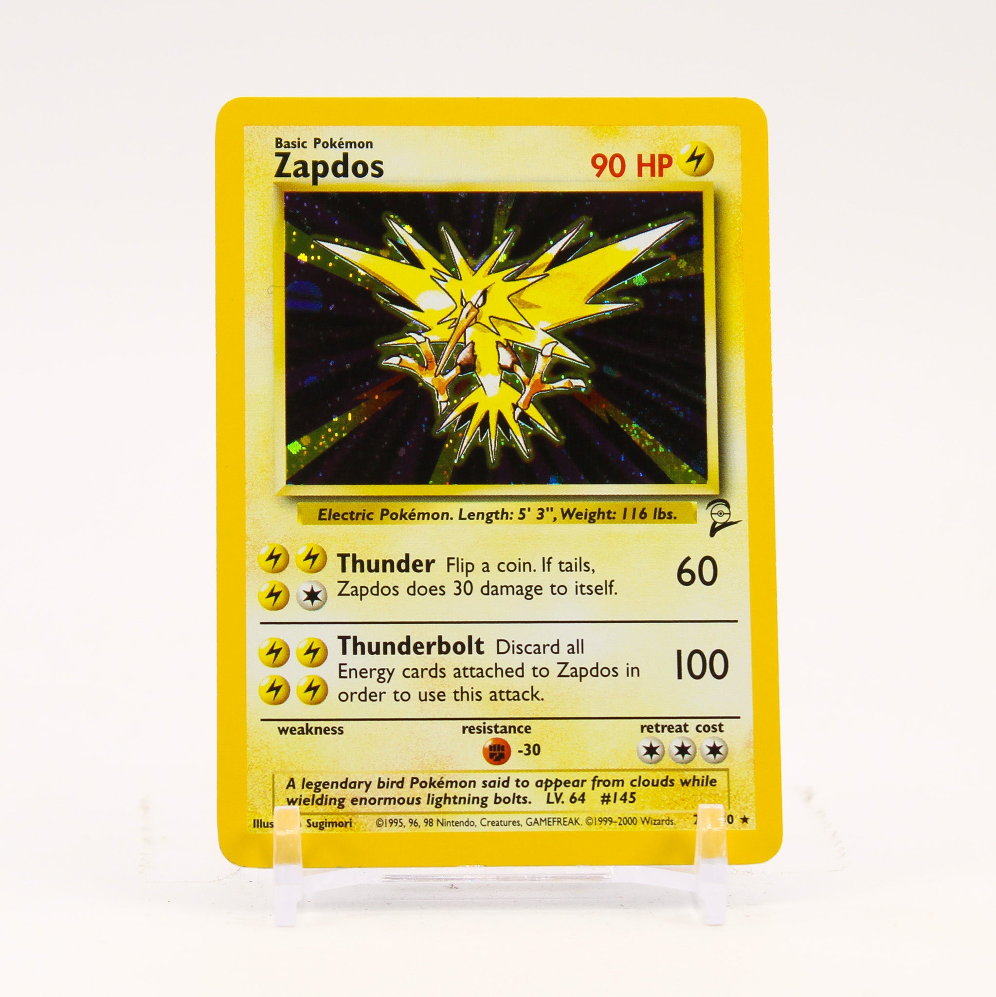 Zapdos - 20/130 Base Set 2 Holo Rare SWIRL Pokemon - LP