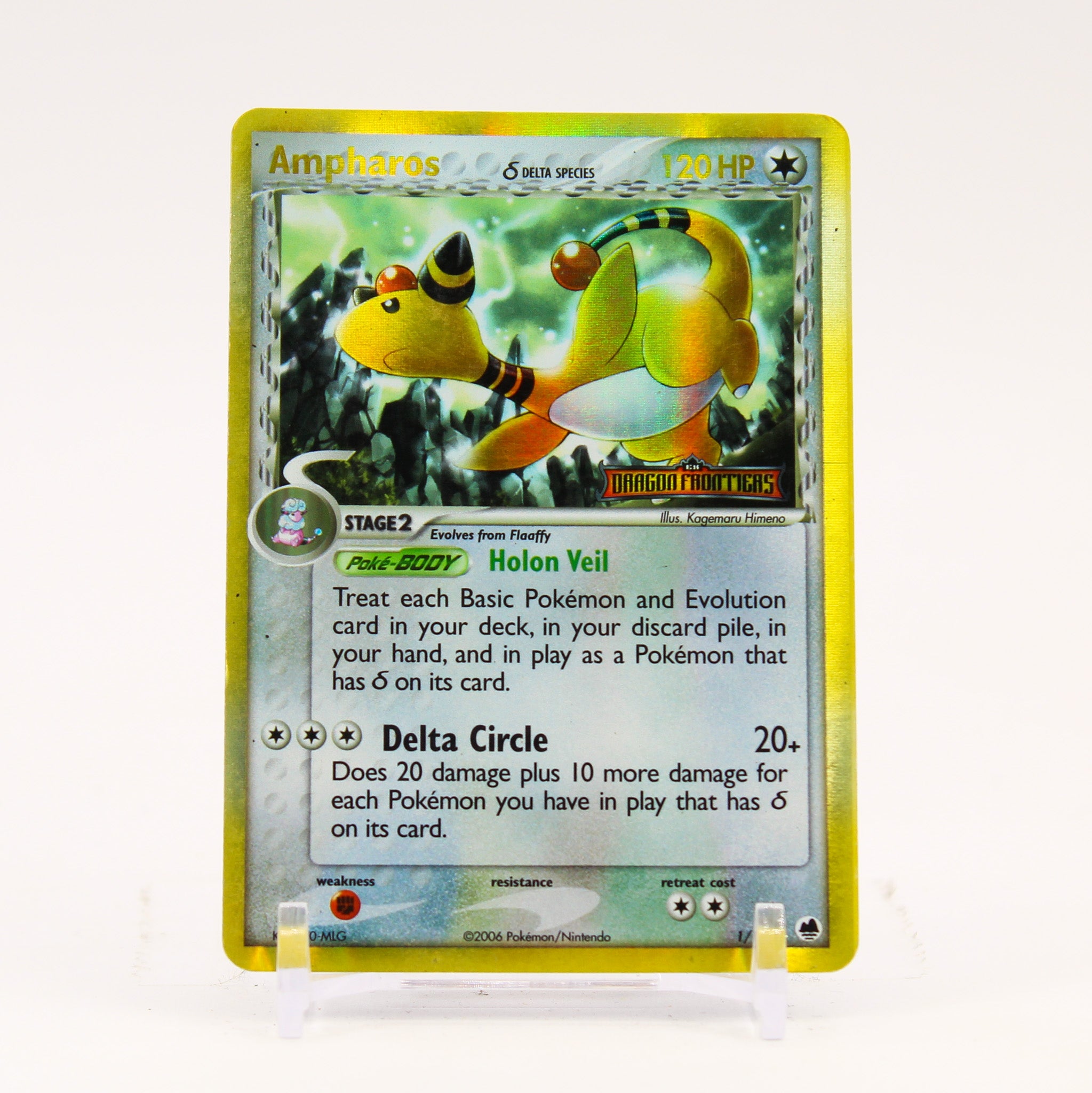 Ampharos - 1/101 Dragon Frontiers Reverse Holo Rare Pokemon - MP/HP