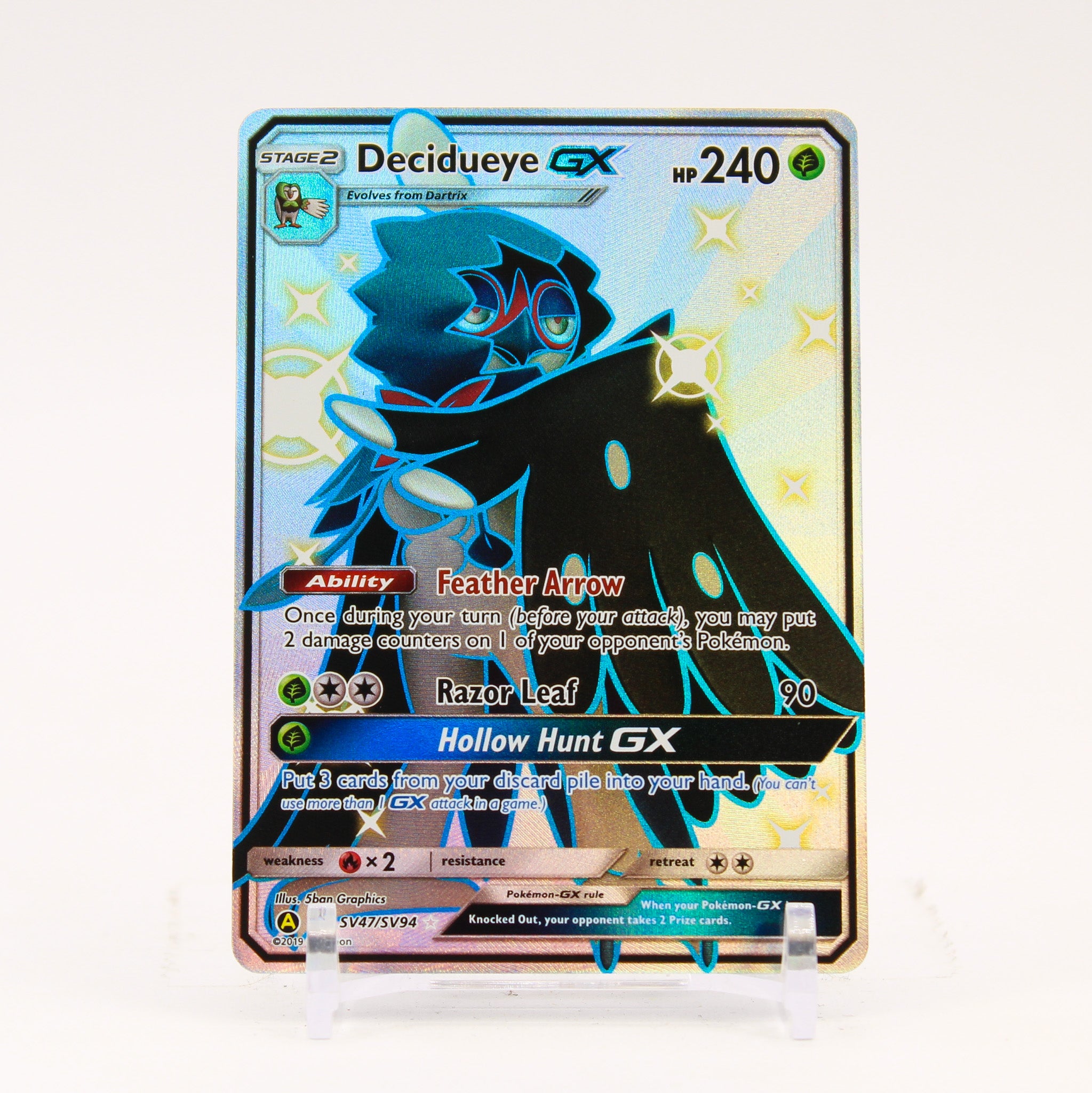 Decidueye GX - SV47/SV94 Hidden Fates Full Art Shiny Pokemon - NM