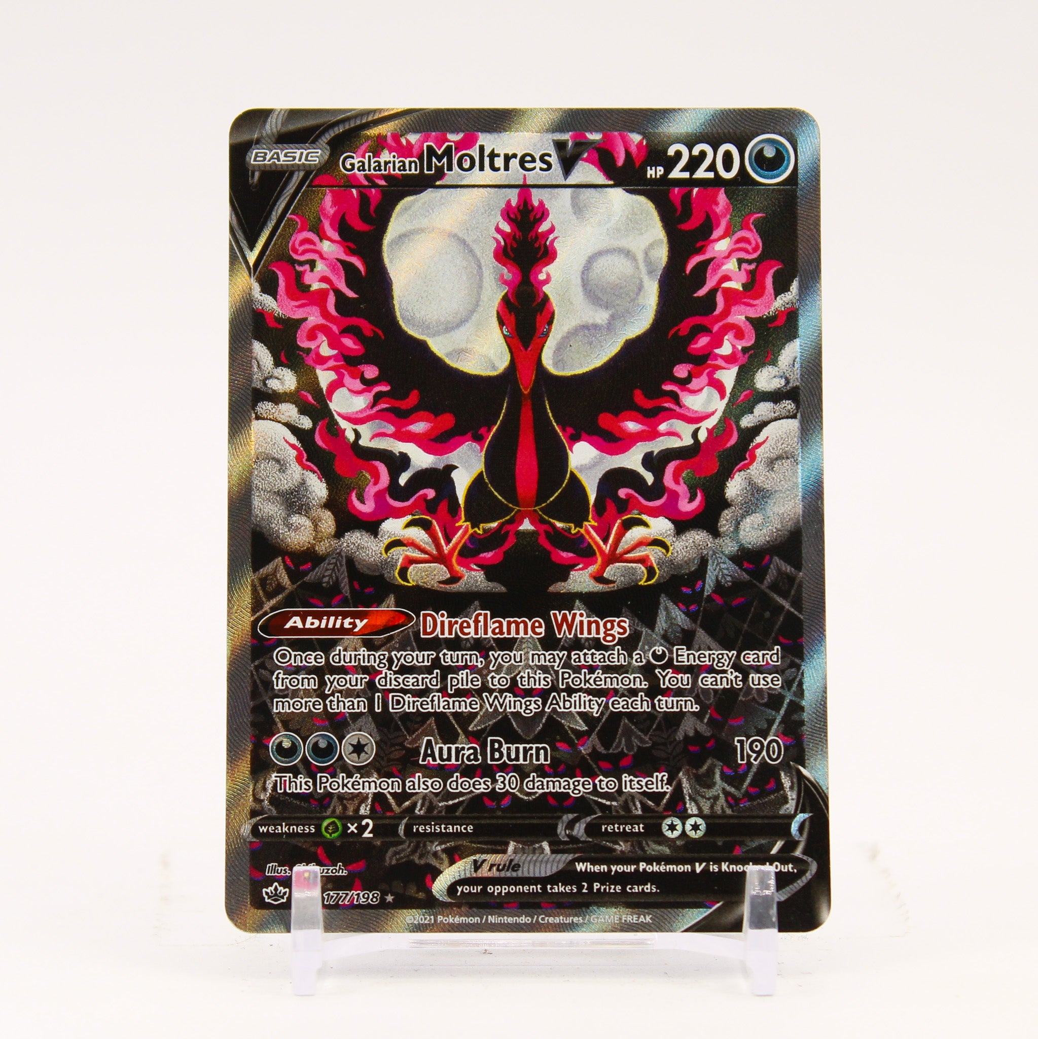 Galarian Moltres V - 177/198 Chilling Reign Alternate Art Pokemon - NM/LP