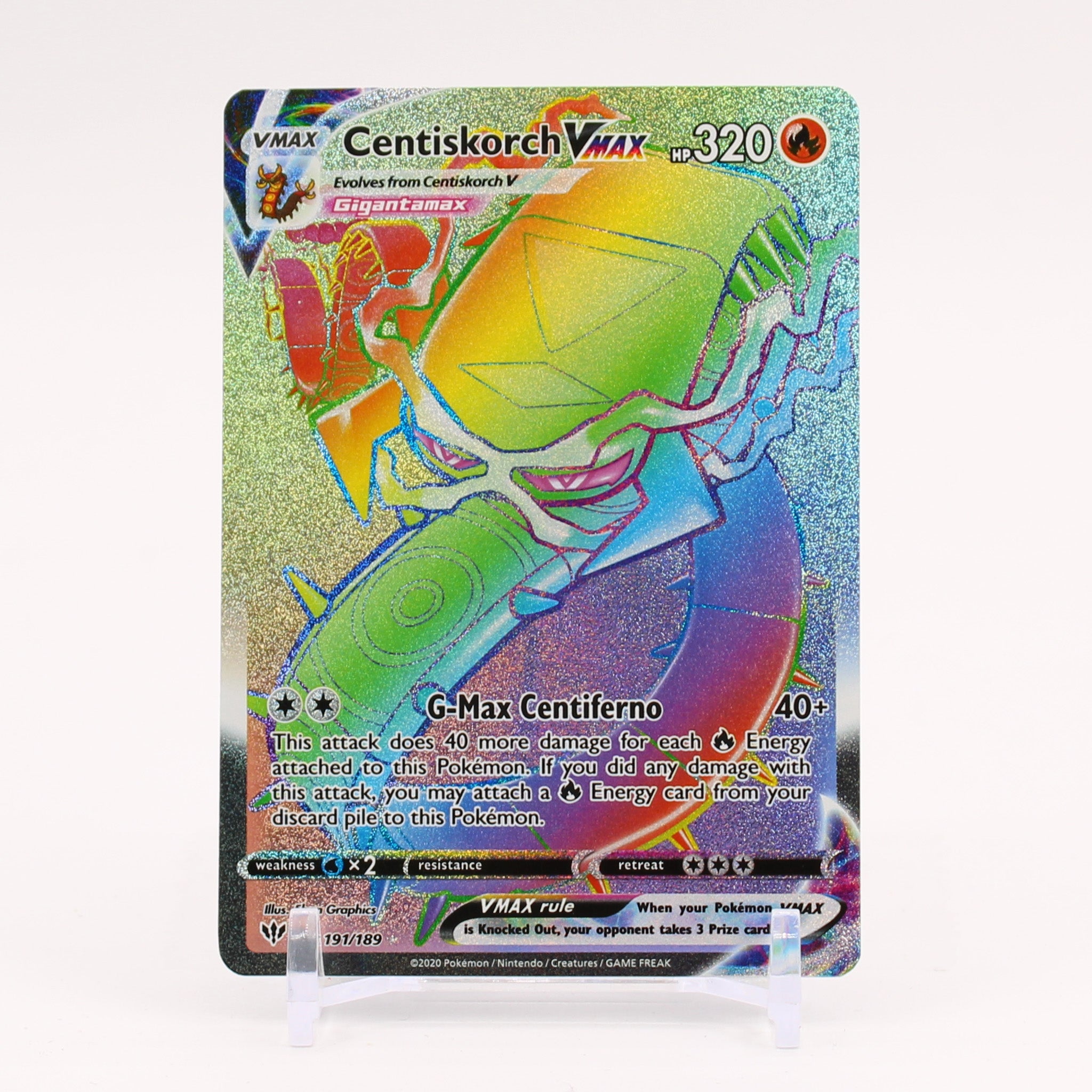 Centiskorch Vmax - 191/189 Darkness Ablaze Rainbow Pokemon - NM/MINT