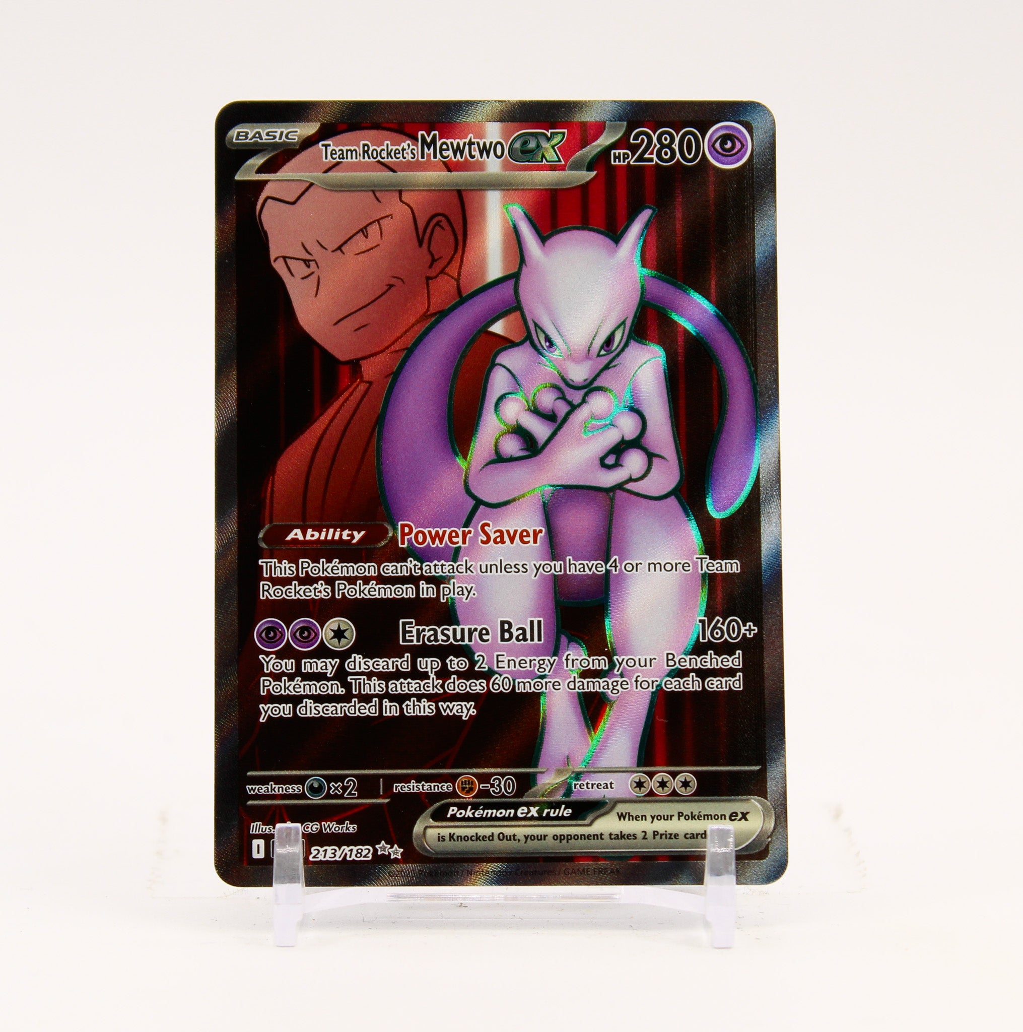 Team Rocket's Mewtwo ex - 213/182 Destined Rivals Full Art Pokemon - NM/LP