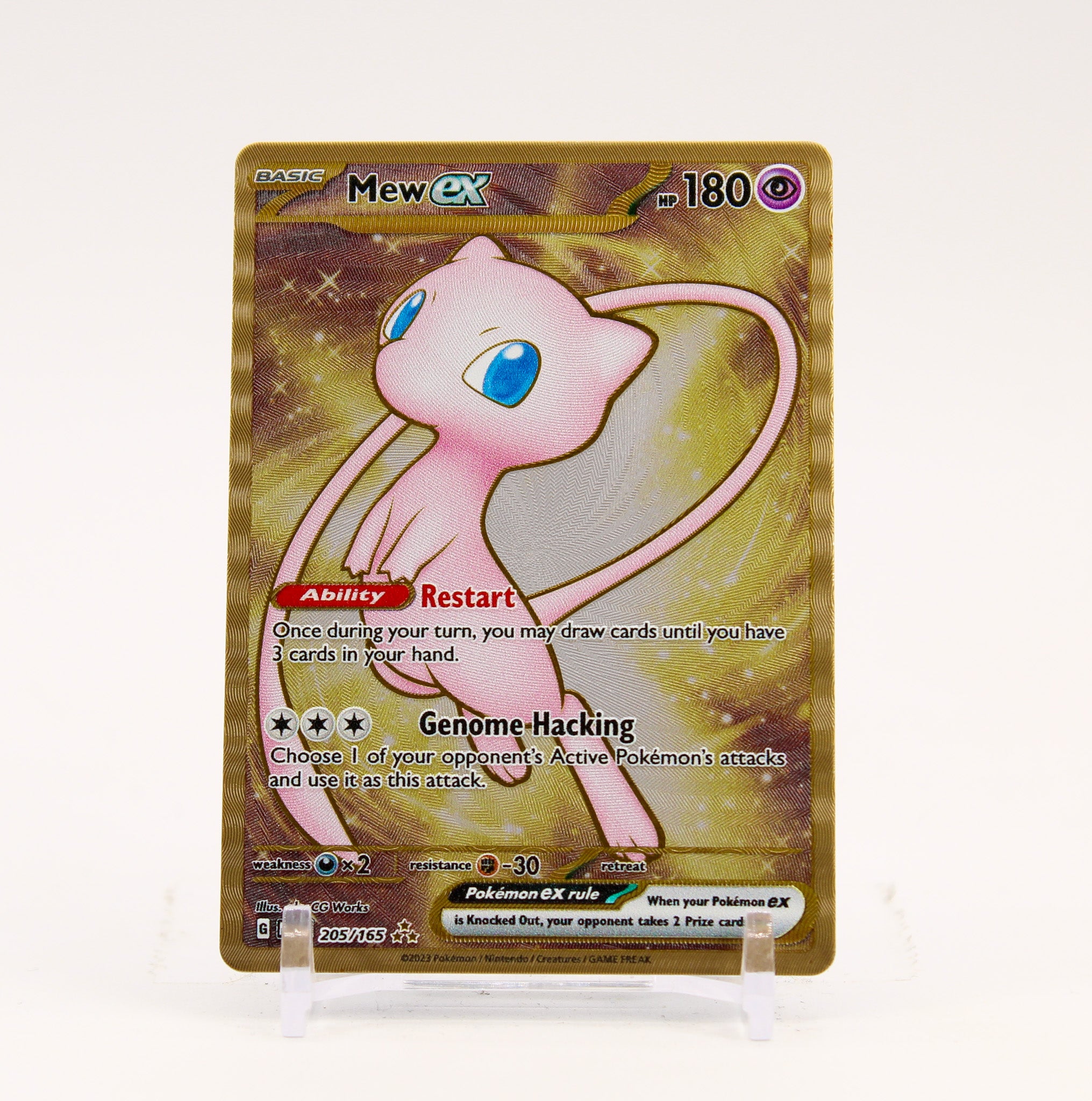 Mew ex - 205/165 151 UPC Gold METAL Promo Pokemon - NM