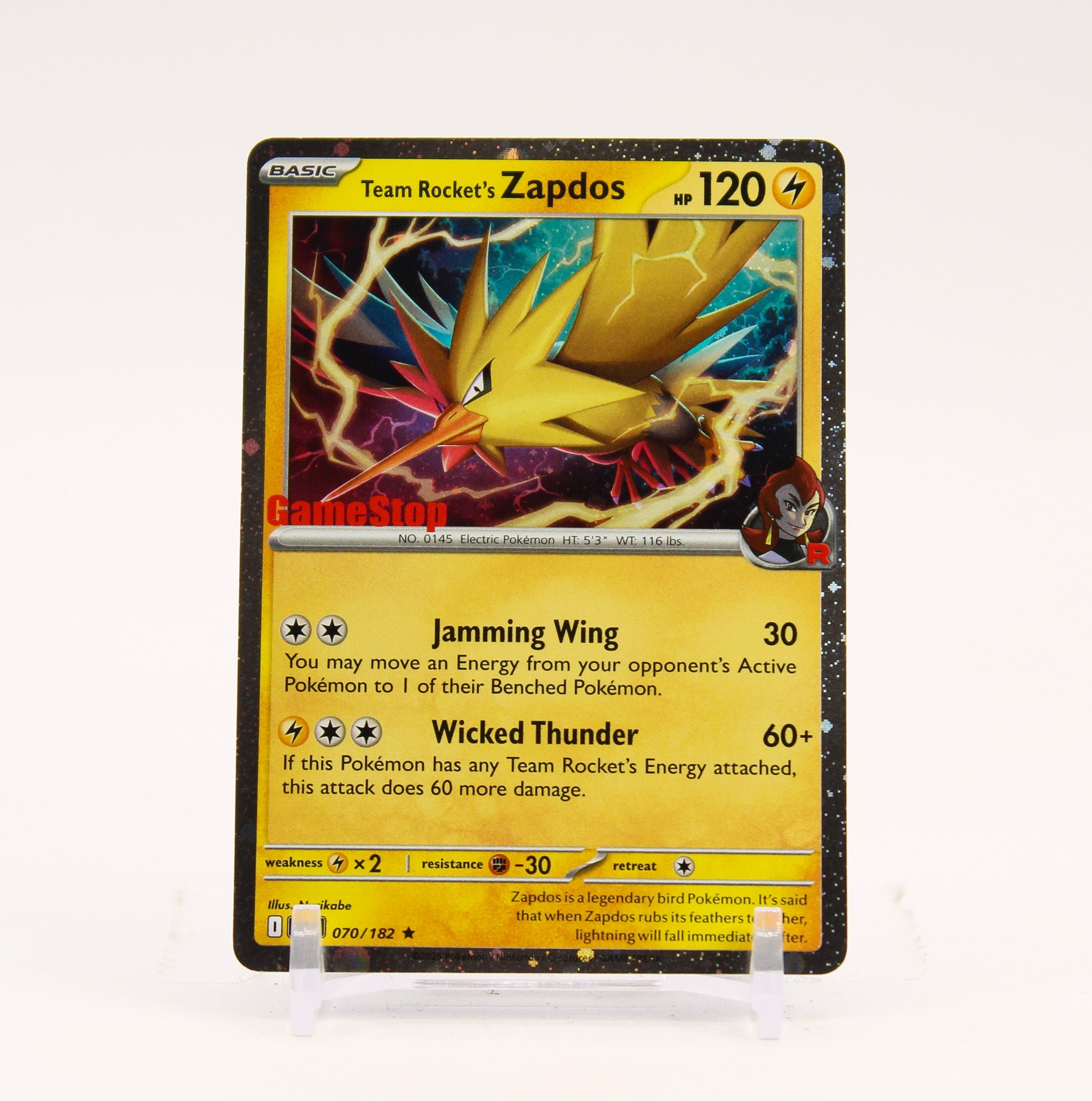 Team Rocket's Zapdos - 070/182 Destined Rivals GAMESTOP Promo Pokemon - NM/LP