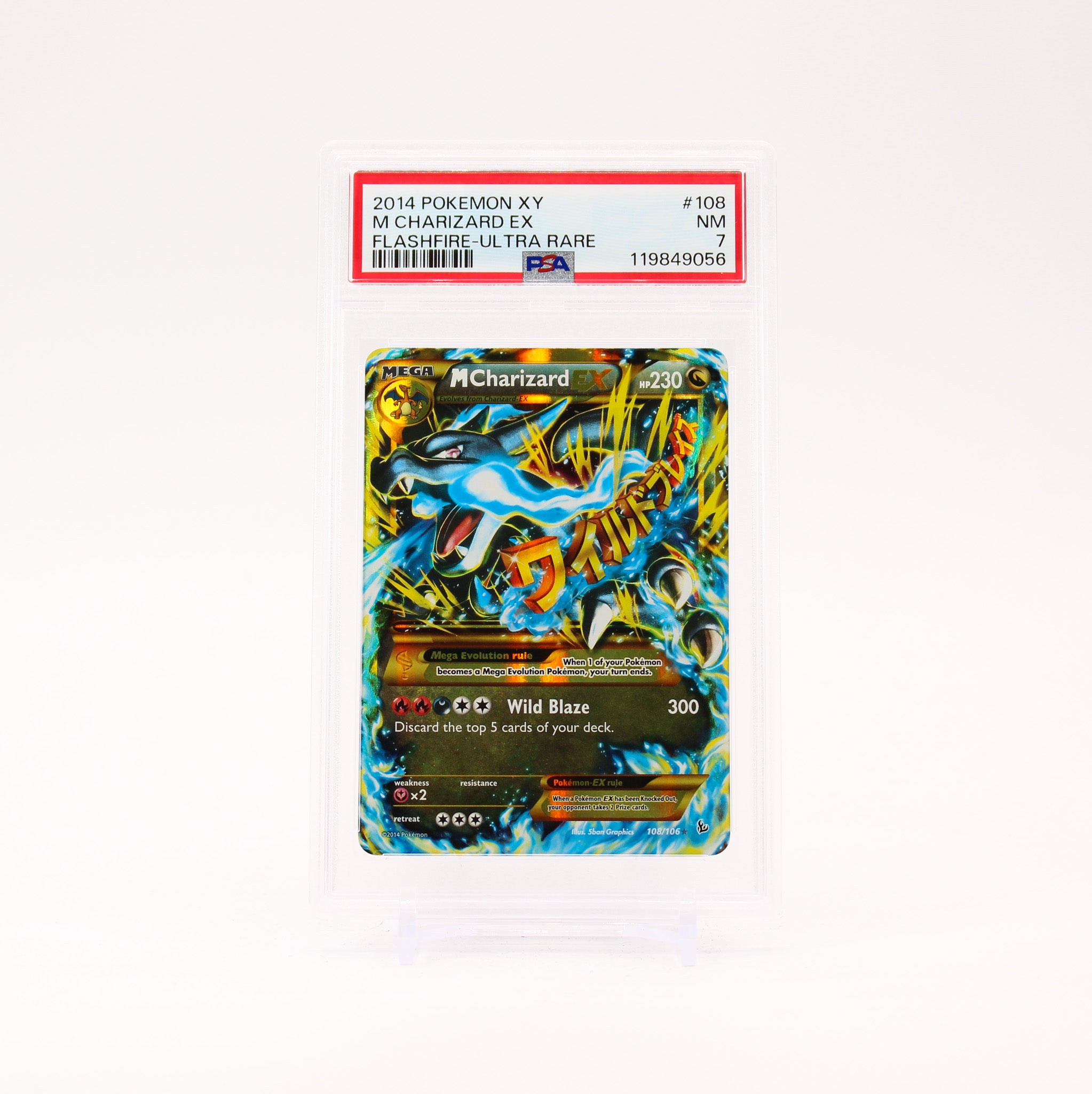 M Charizard EX - 108/106 PSA 7 Flashfire Secret Rare Pokemon - NM