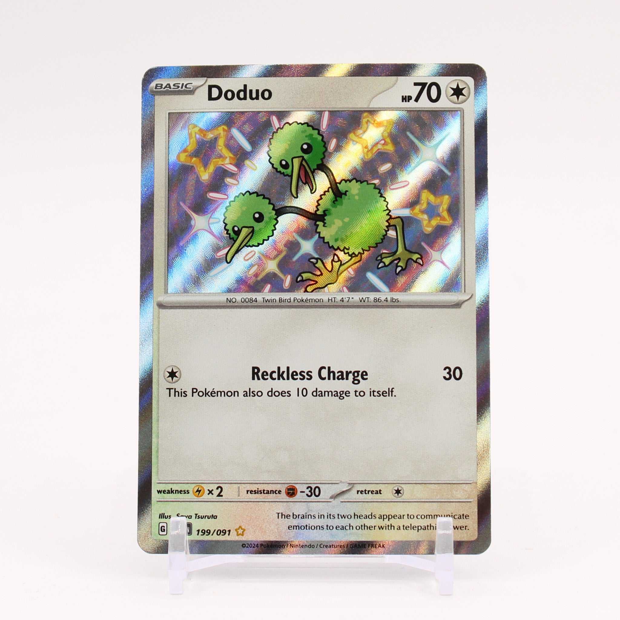 Doduo - 199/091 Paldaen Fates Baby Shiny Holo Rare Pokemon - NM/MINT