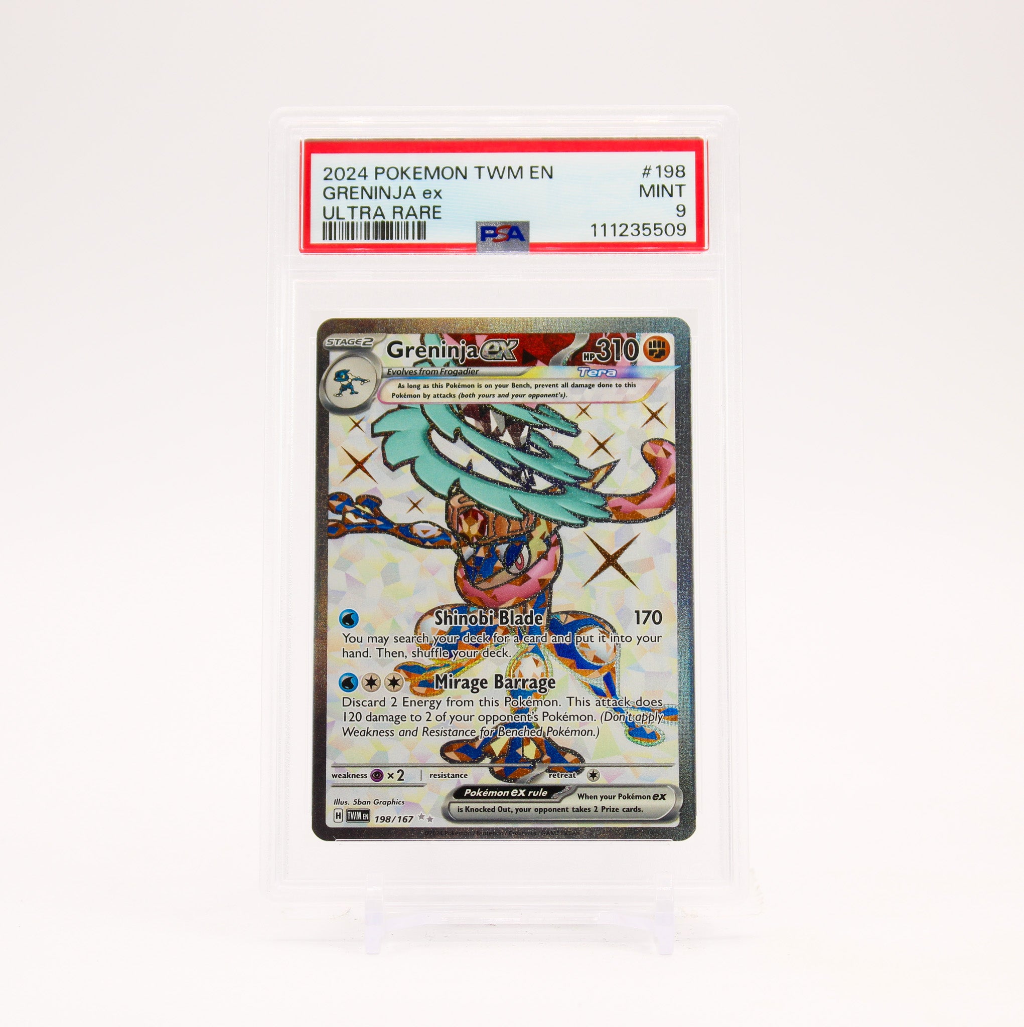 Greninja ex - 198/167 PSA 9 Twilight Masquerade Full Art Pokemon - MINT