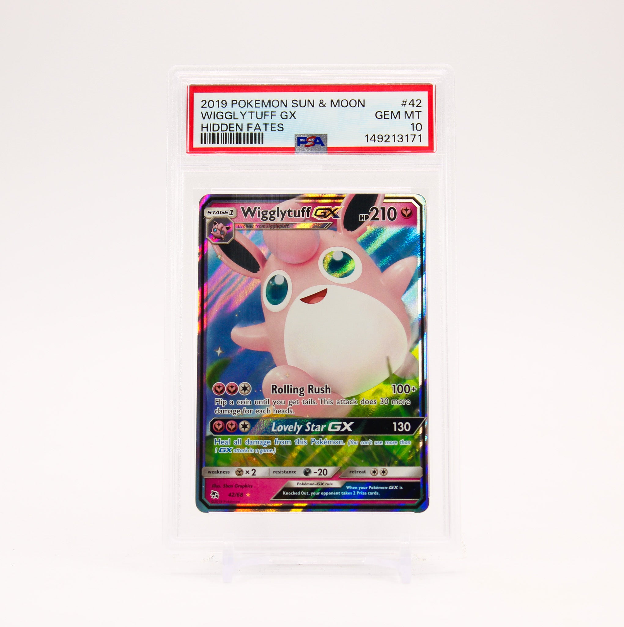 Wigglytuff GX - 42/68 PSA 10 Hidden Fates Ultra Rare Pokemon - GEM MT