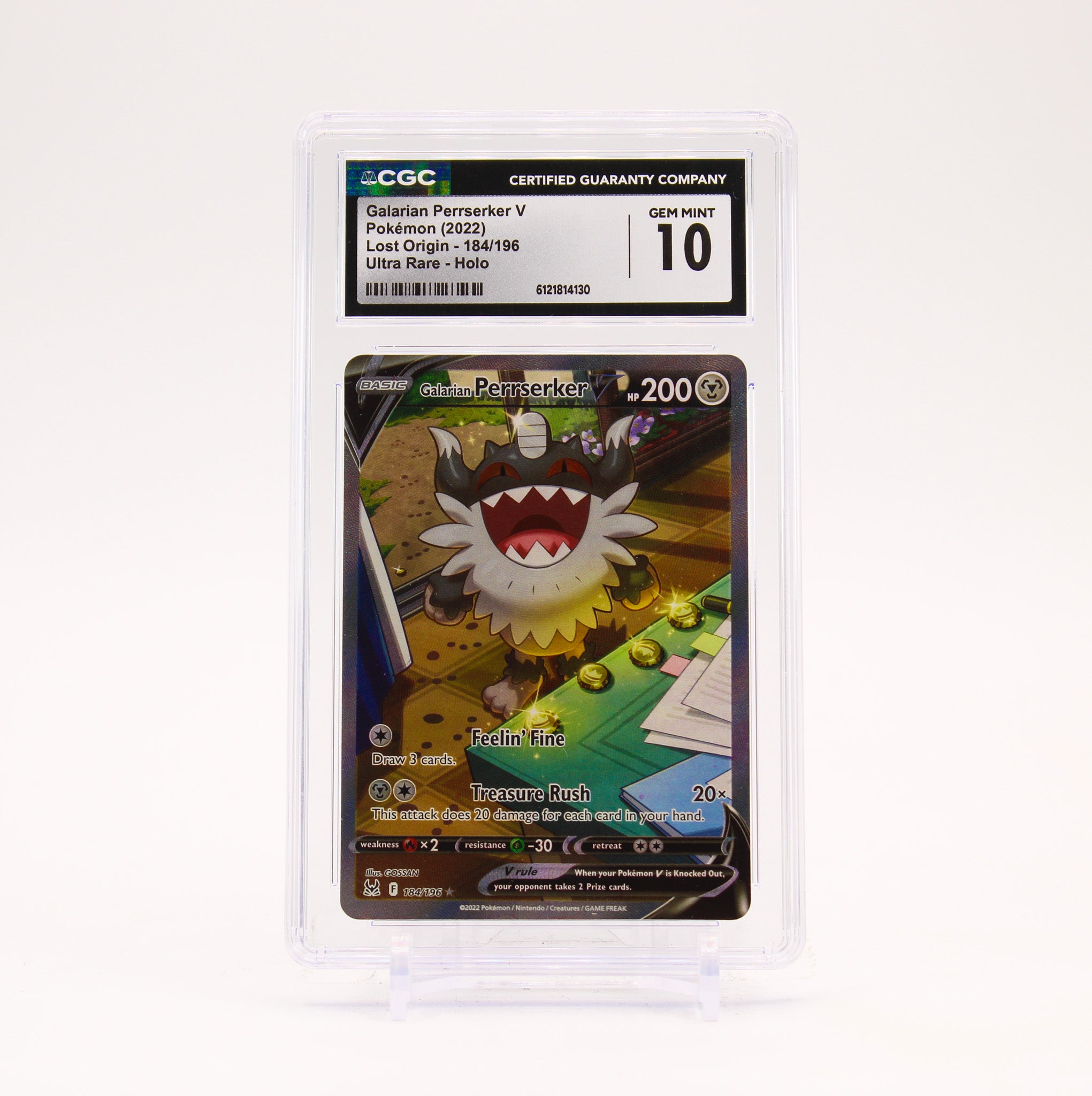 Galarian Perrserker V - 184/196 CGC 10 Lost Origin Alternate Art Pokemon - GEM MT
