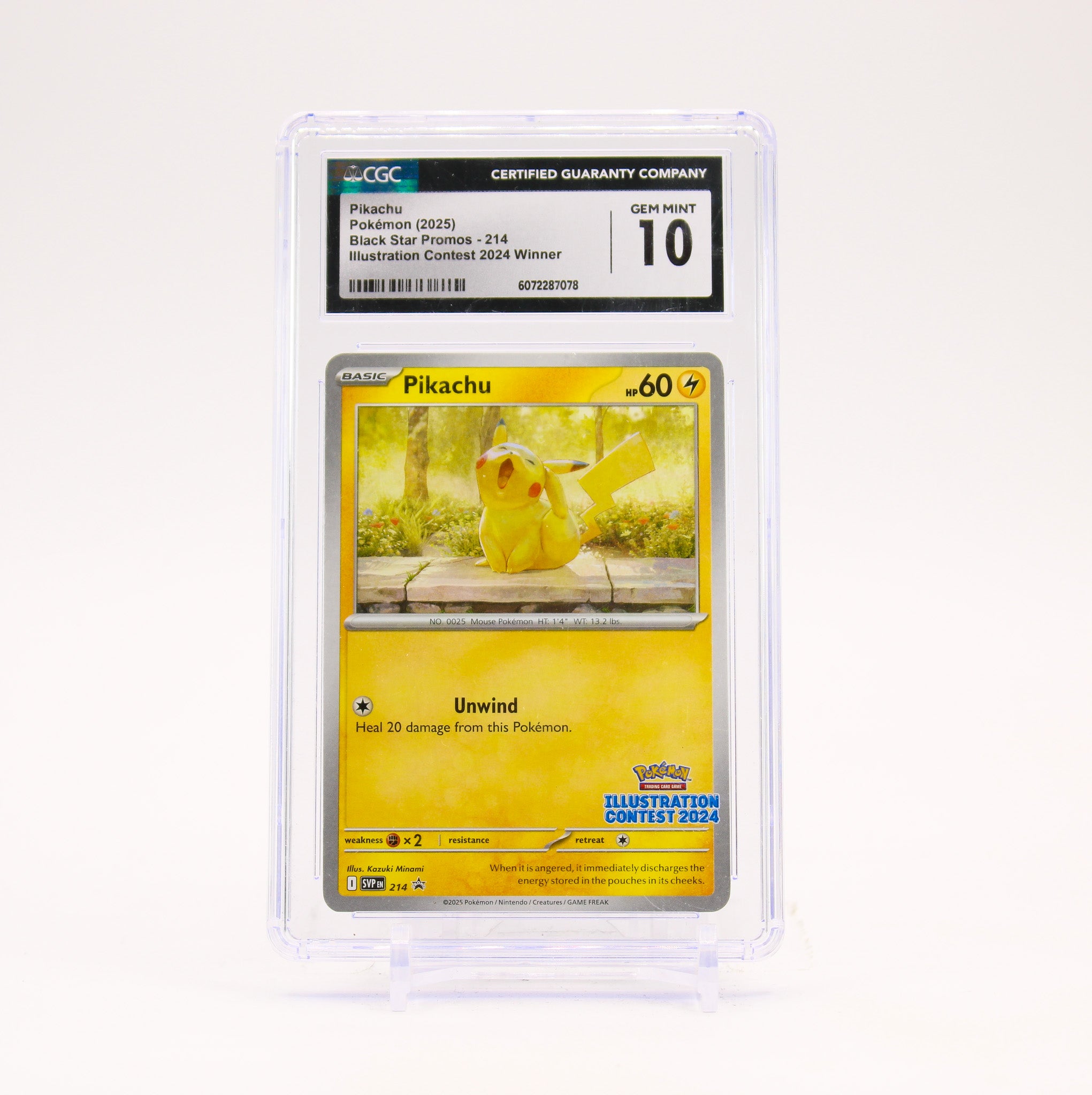 Pikachu - SVP214 CGC 10 Illustration Contest Promo Pokemon SCRATCHED CASE - GEM MT