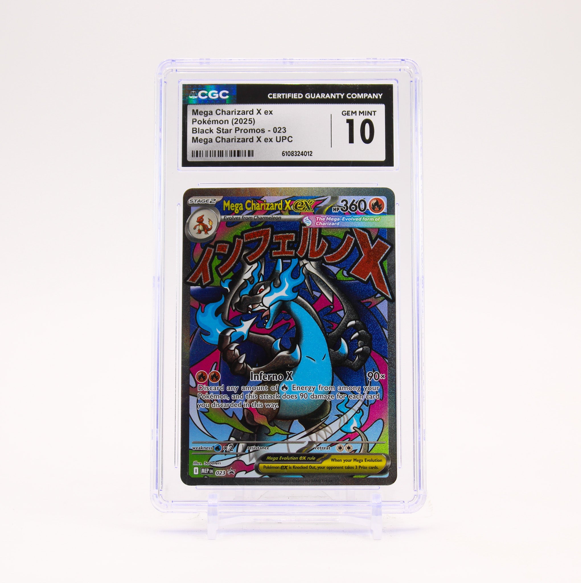 Mega Charizard X ex - MEP023 CGC 10 UPC Promo Pokemon SCRATCHED CASE - GEM MT