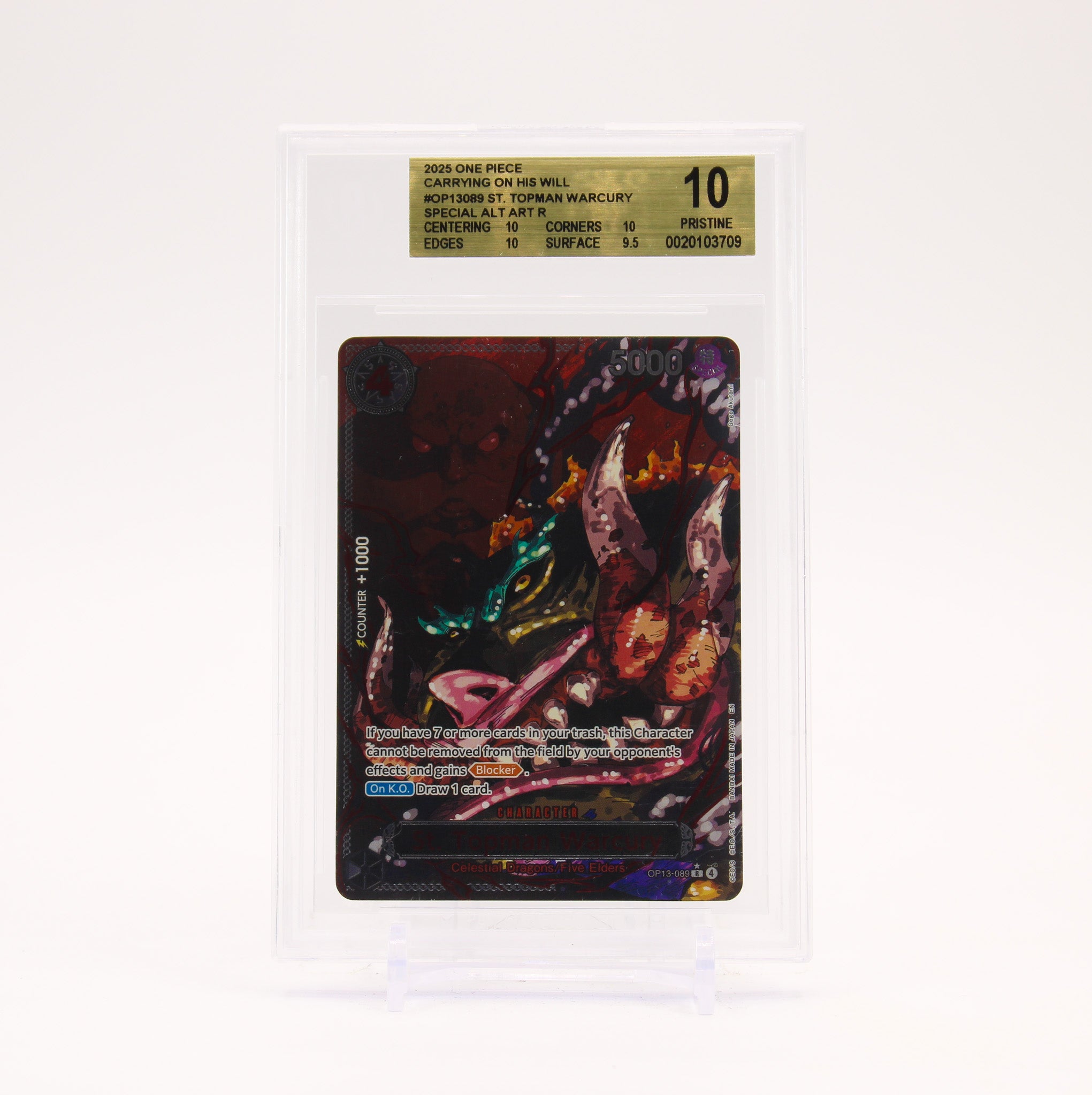 St. Topman Warcury Alternate Art - OP13-089 BGS 10 Carrying On His Will R One Piece - PRISTINE