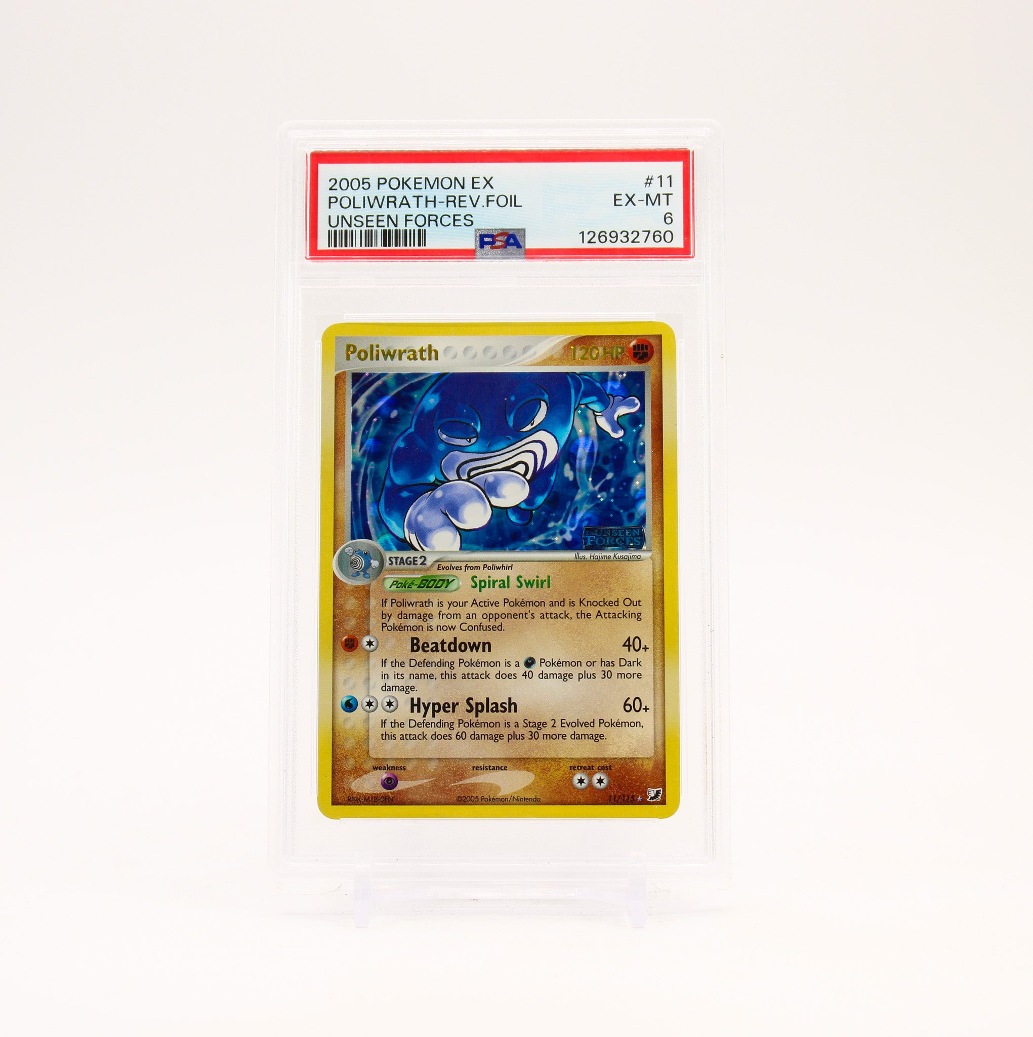 Poliwrath - 11/115 PSA 6 Unseen Forces Reverse Holo Rare Pokemon - EX/MT