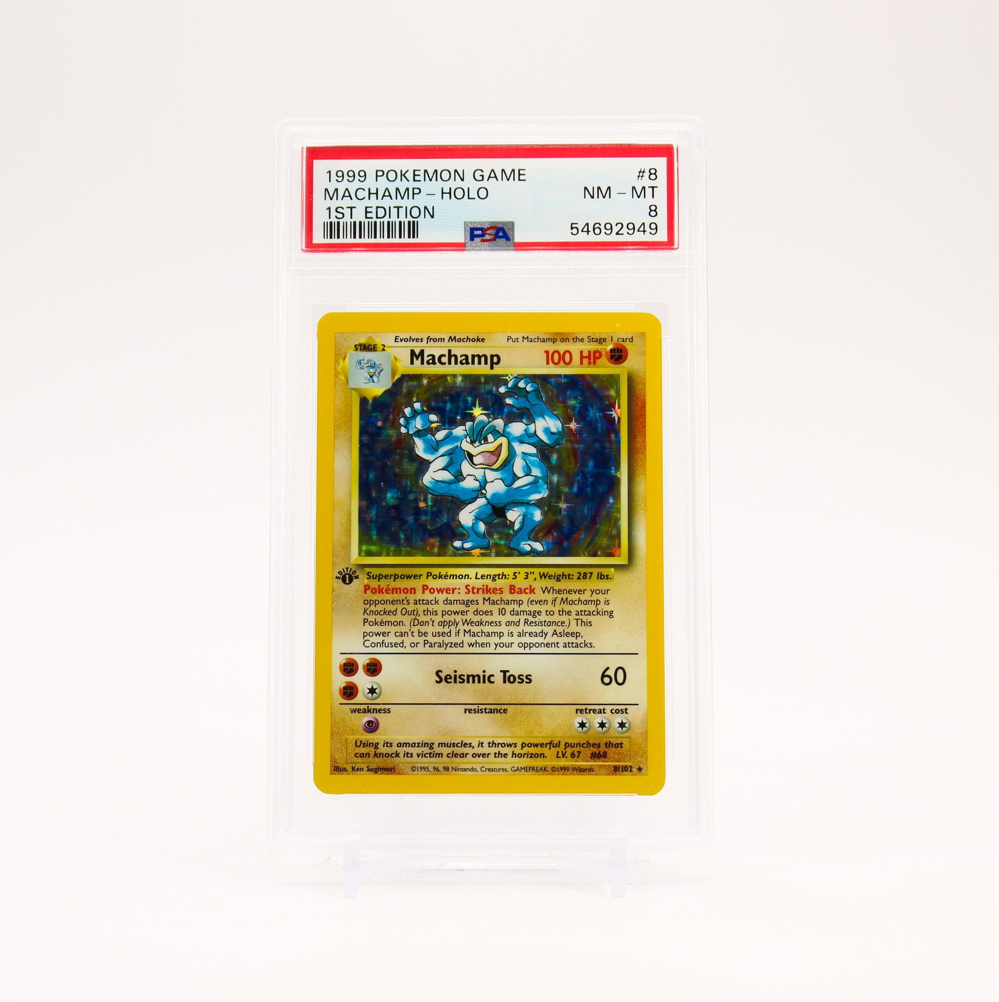 Machamp - 8/102 PSA 8 Base Set 1st Edition Holo Rare Pokemon - NM/MINT