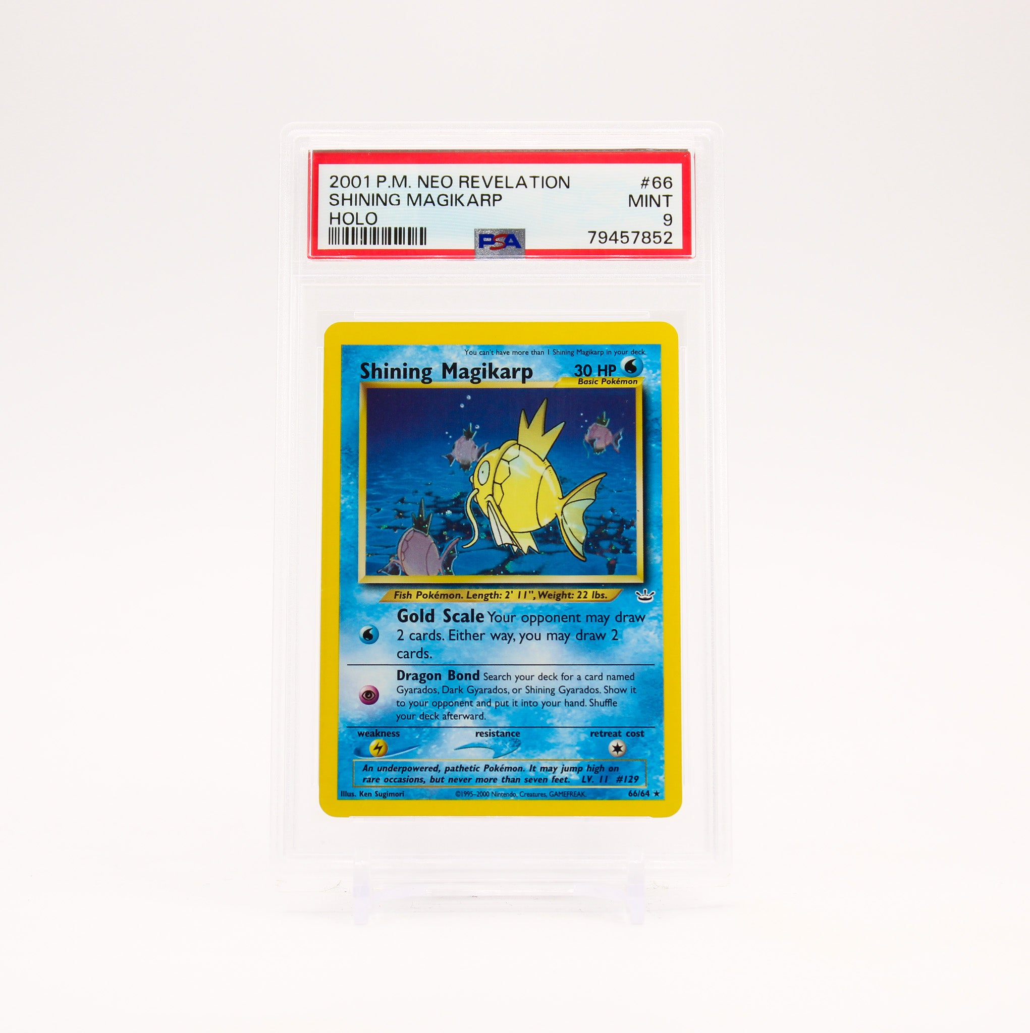 Shining Magikarp - 66/64 PSA 9 Neo Revelation Unlimited Secret Rare Holo Pokemon - MINT