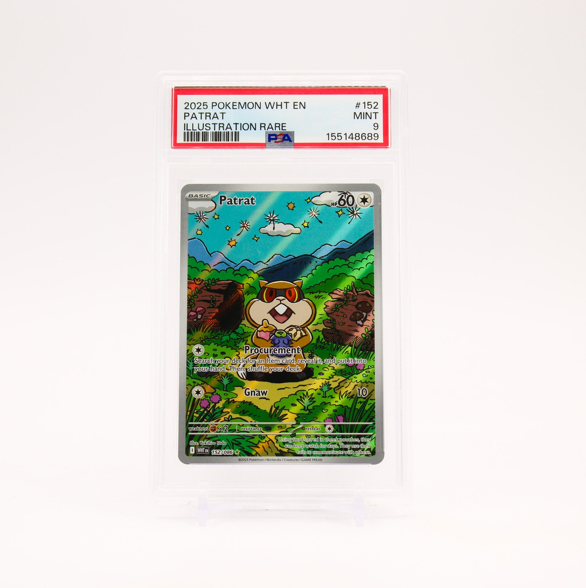 Patrat - 152/086 PSA 9 White Flare Illustration Rare Pokemon - MINT