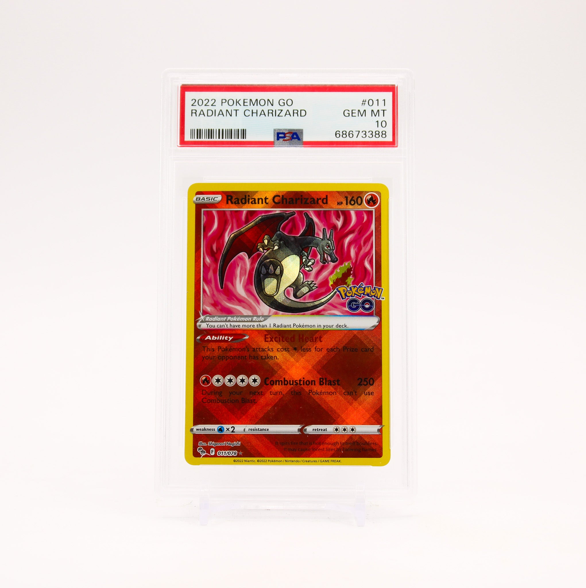 Radiant Charizard - 011/078 PSA 10 Pokemon Go Shiny Holo Rare - GEM MT
