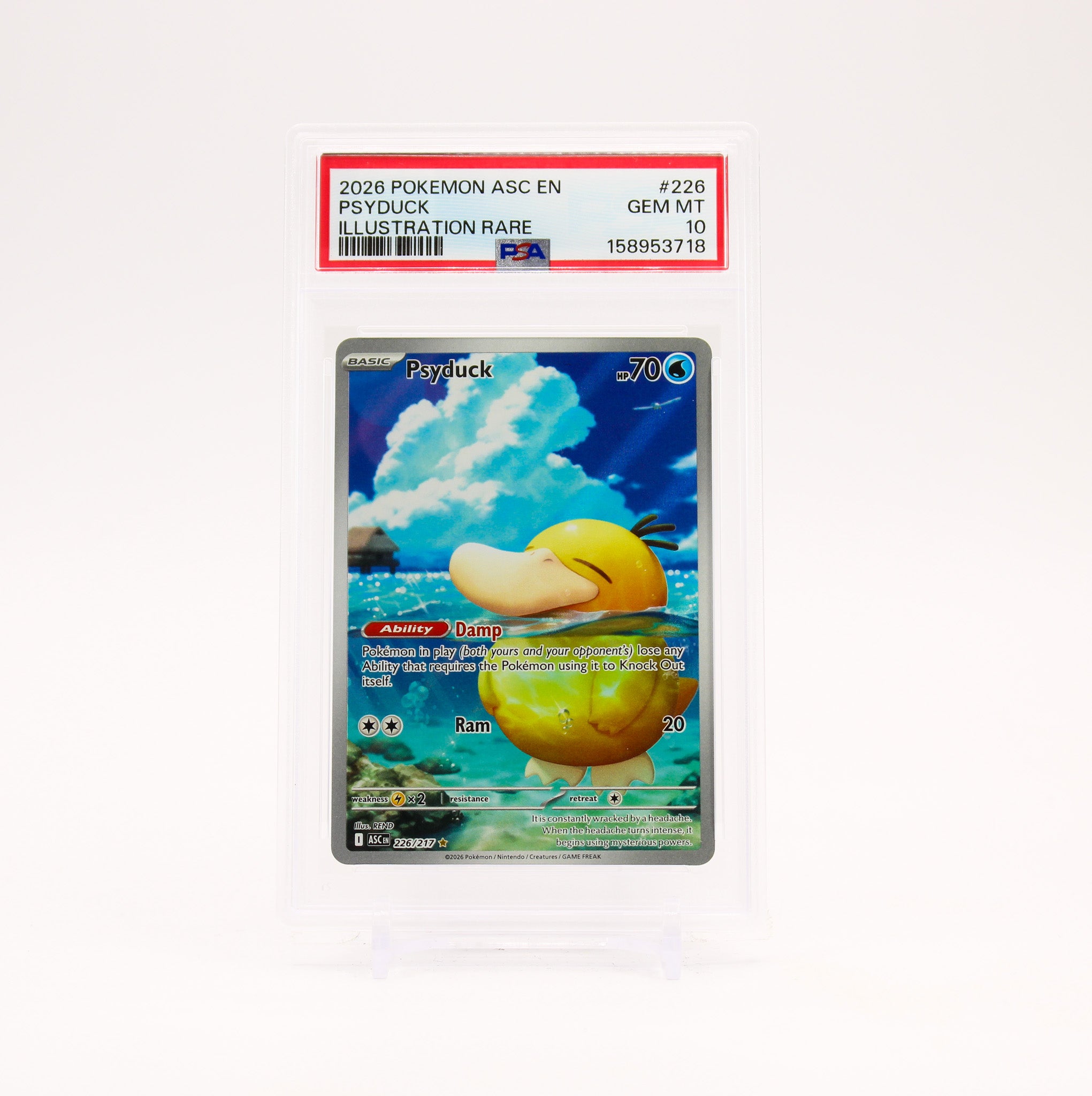 Psyduck - 226/217 PSA 10 Ascended Heroes Illustration Rare Pokemon - GEM MT
