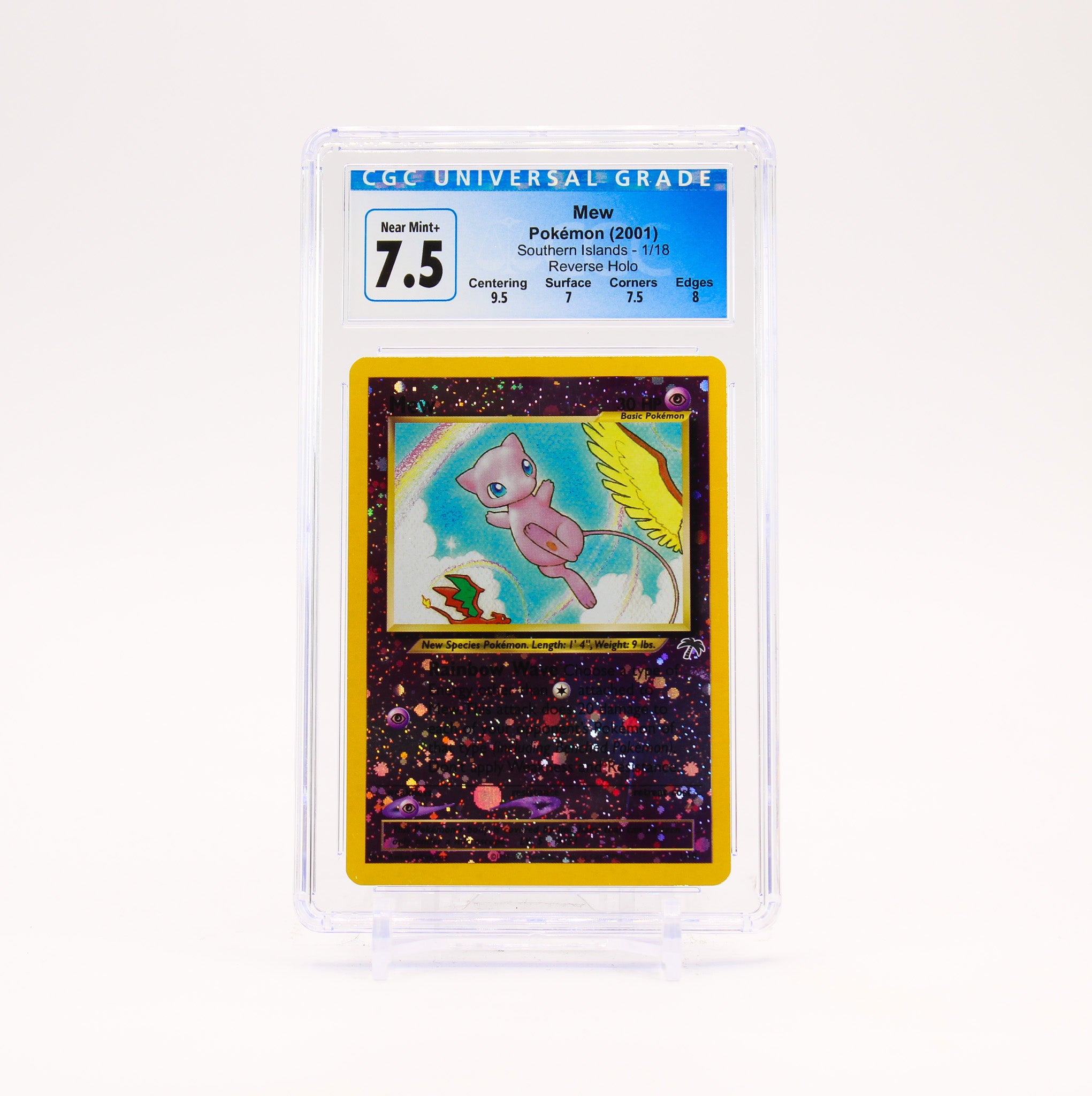 Mew - 1/18 CGC 7.5 Southern Islands Reverse Holo Pokemon - NM+