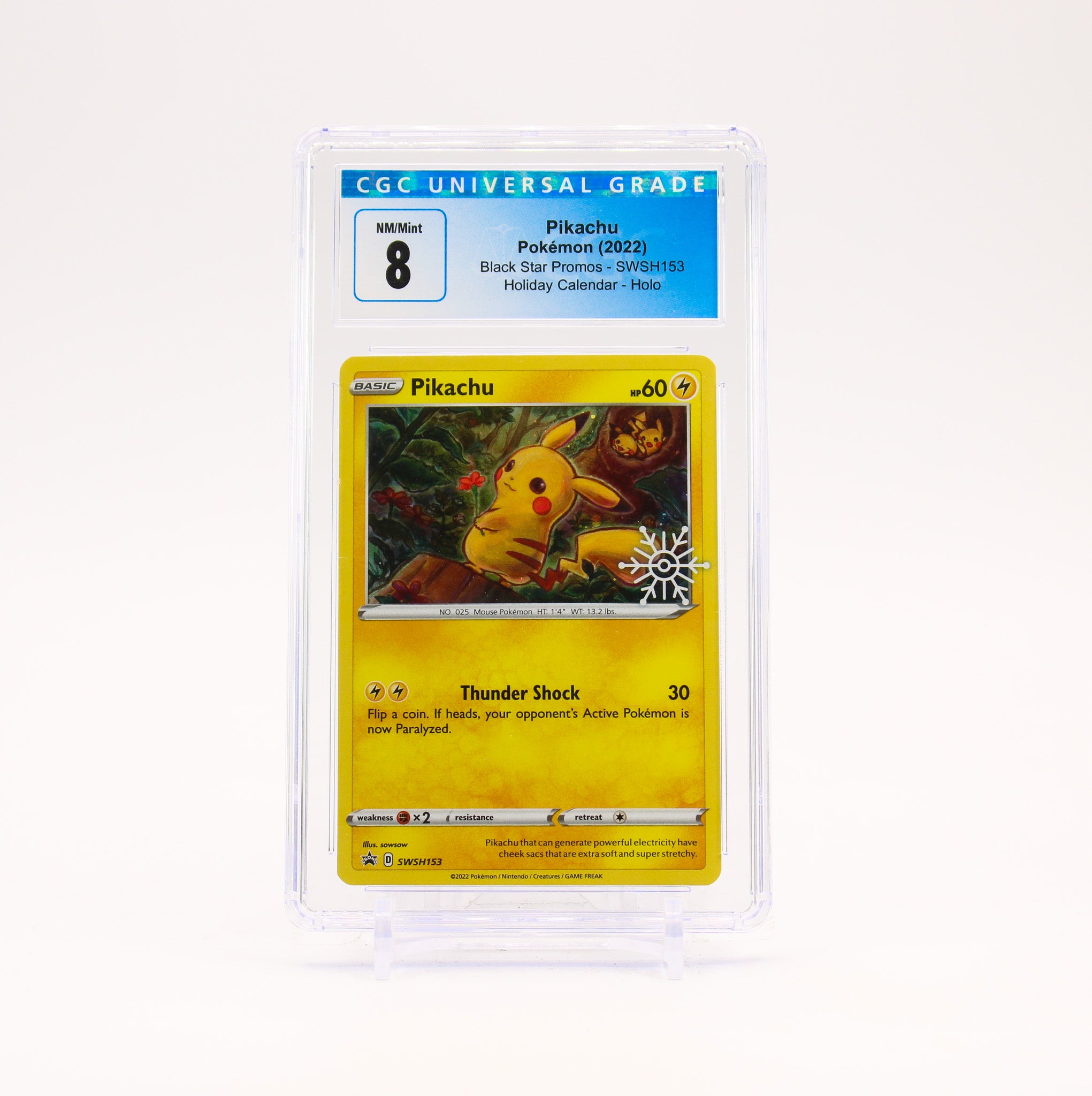 Pikachu - SWSH153 CGC 8 Holiday Calendar Promo Pokemon - NM/MINT