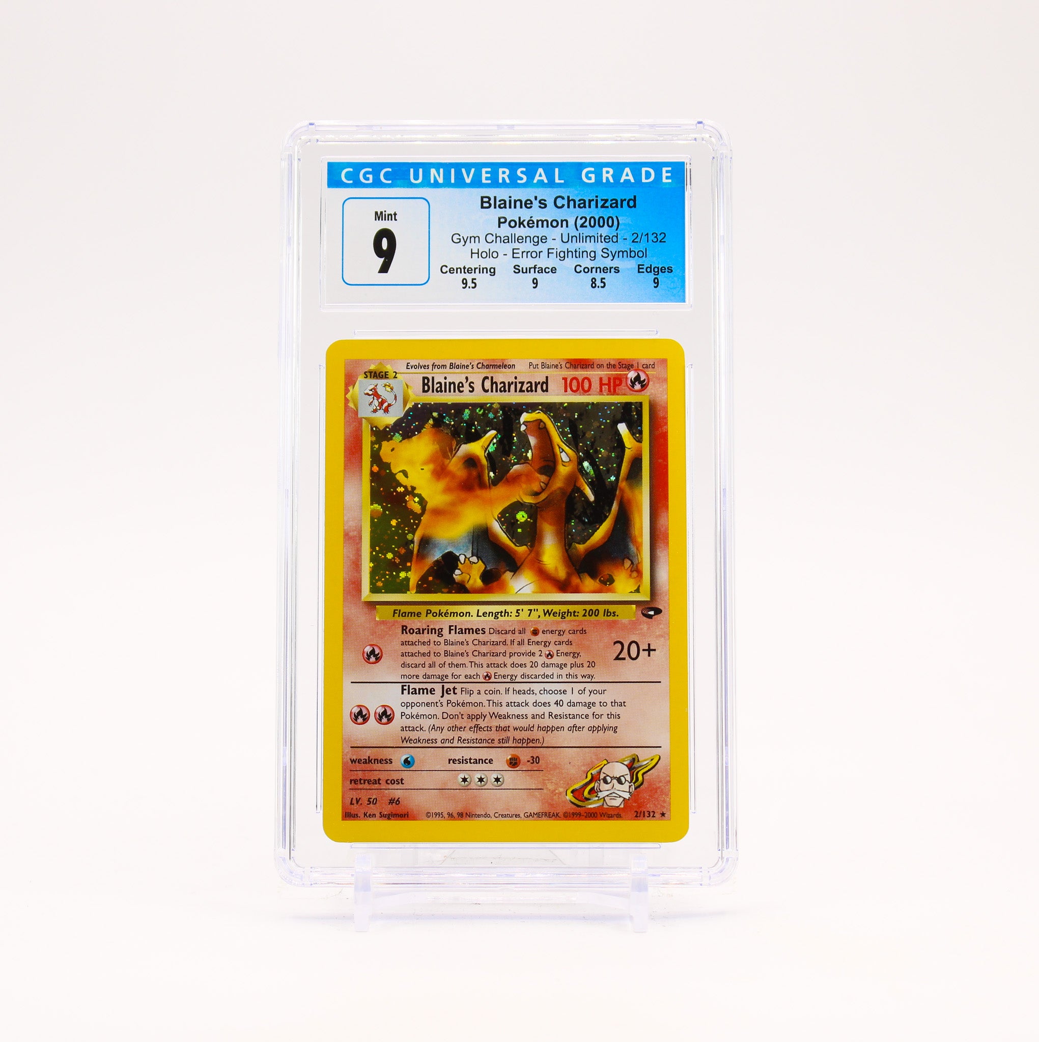 Blaine's Charizard - 2/132 CGC 9 Gym Challenge Unlimited ERROR Holo Rare Pokemon - MINT