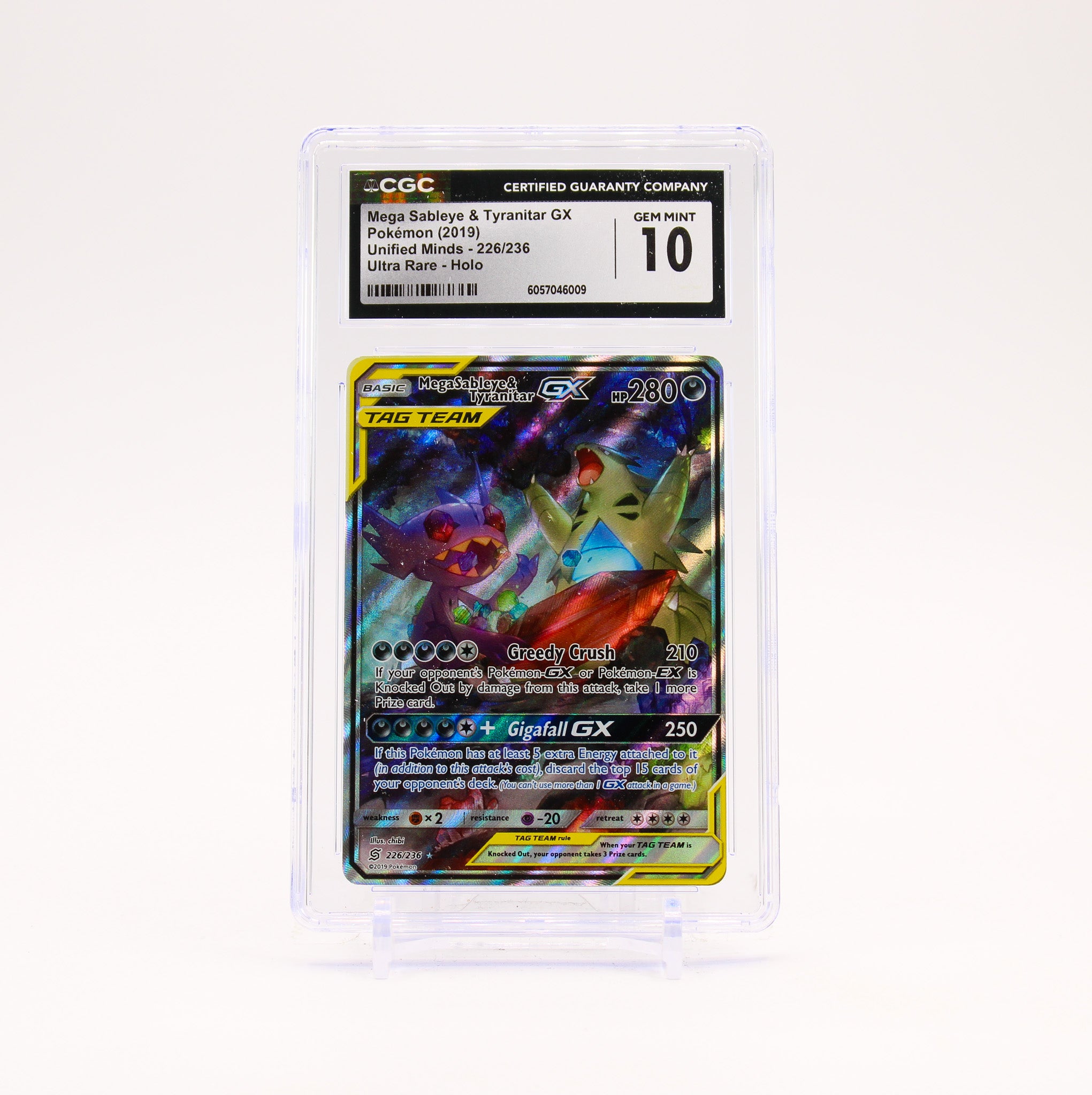 Mega Sableye & Tyranitar GX - 226/236 CGC 10 Unified Minds Alternate Art Pokemon - GEM MT