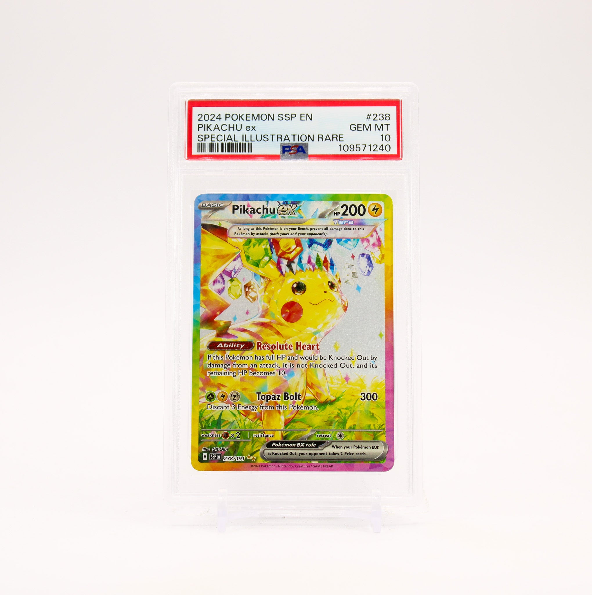 Pikachu ex - 238/191 PSA 10 Surging Sparks Special Illustration Pokemon - GEM MT