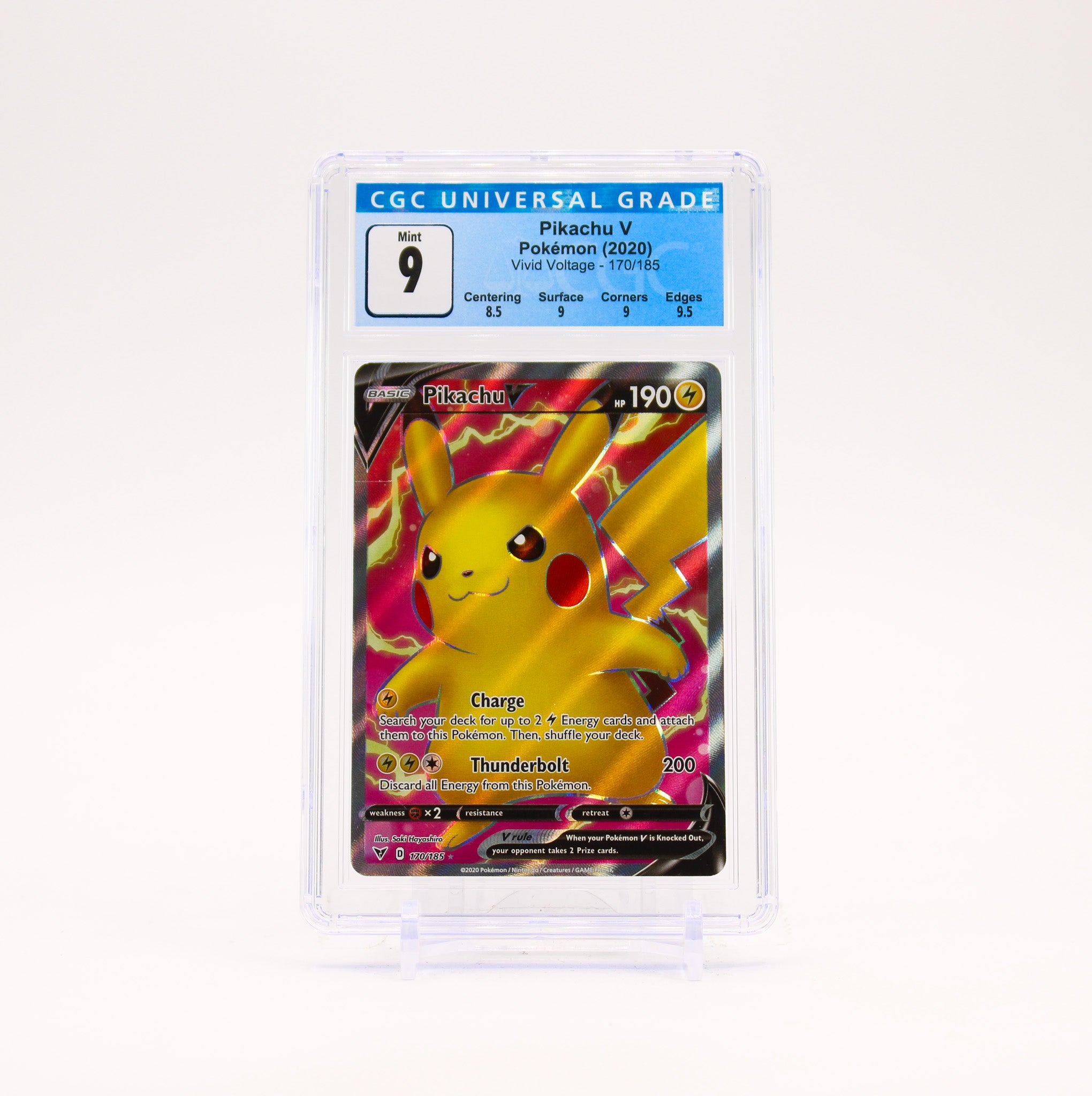 Pikachu V - 170/185 CGC 9 Vivid voltage Full Art Pokemon - MINT