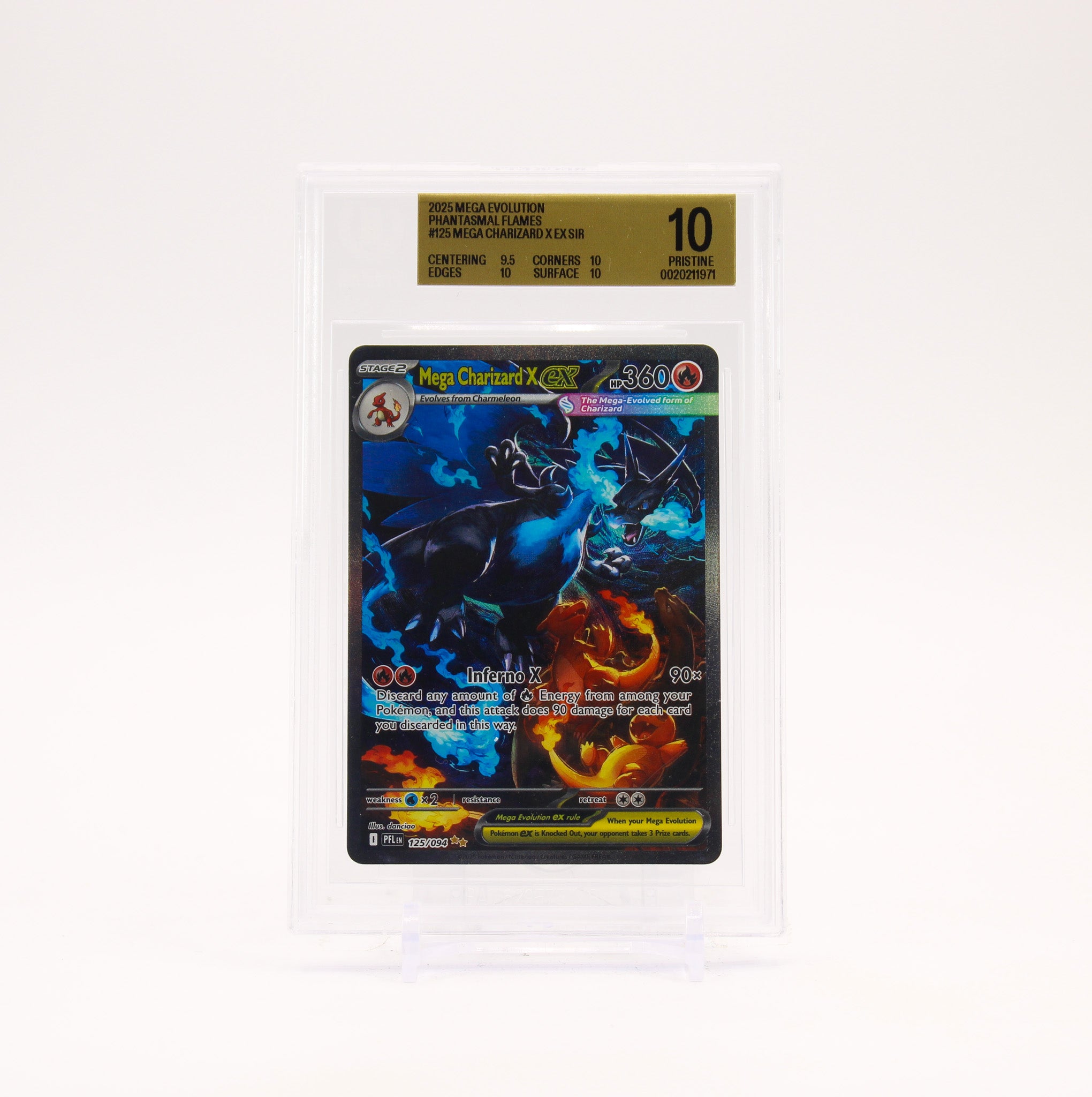 Mega Charizard X ex - 125/094 BGS 10 Phantasmal Flames Special Illustration Pokemon - PRISTINE