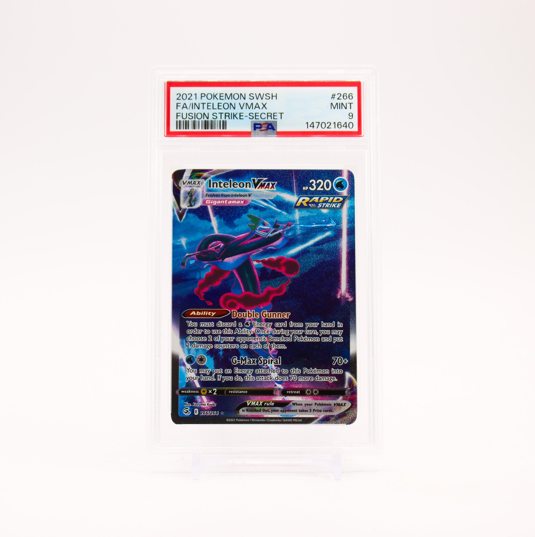 Inteleon Vmax - 266/264 PSA 9 Fusion Strike Alternate Art Pokemon - MINT