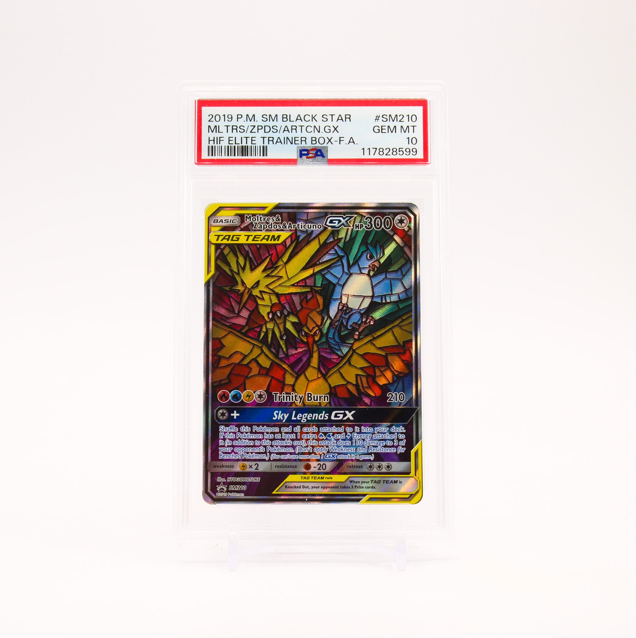 Moltres & Zapdos & Articuno GX - SM210 PSA 10 Hidden Fates ETB Promo Pokemon - GEM MT