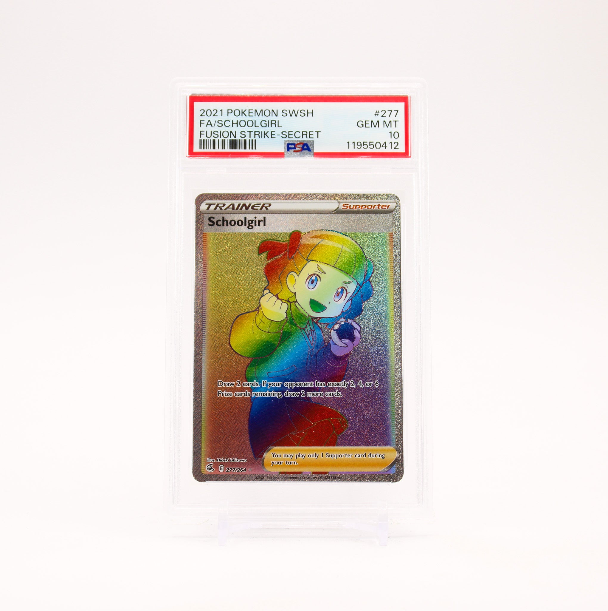 Schoolgirl - 277/264 PSA 10 Fusion Strike Rainbow Trainer - GEM MT