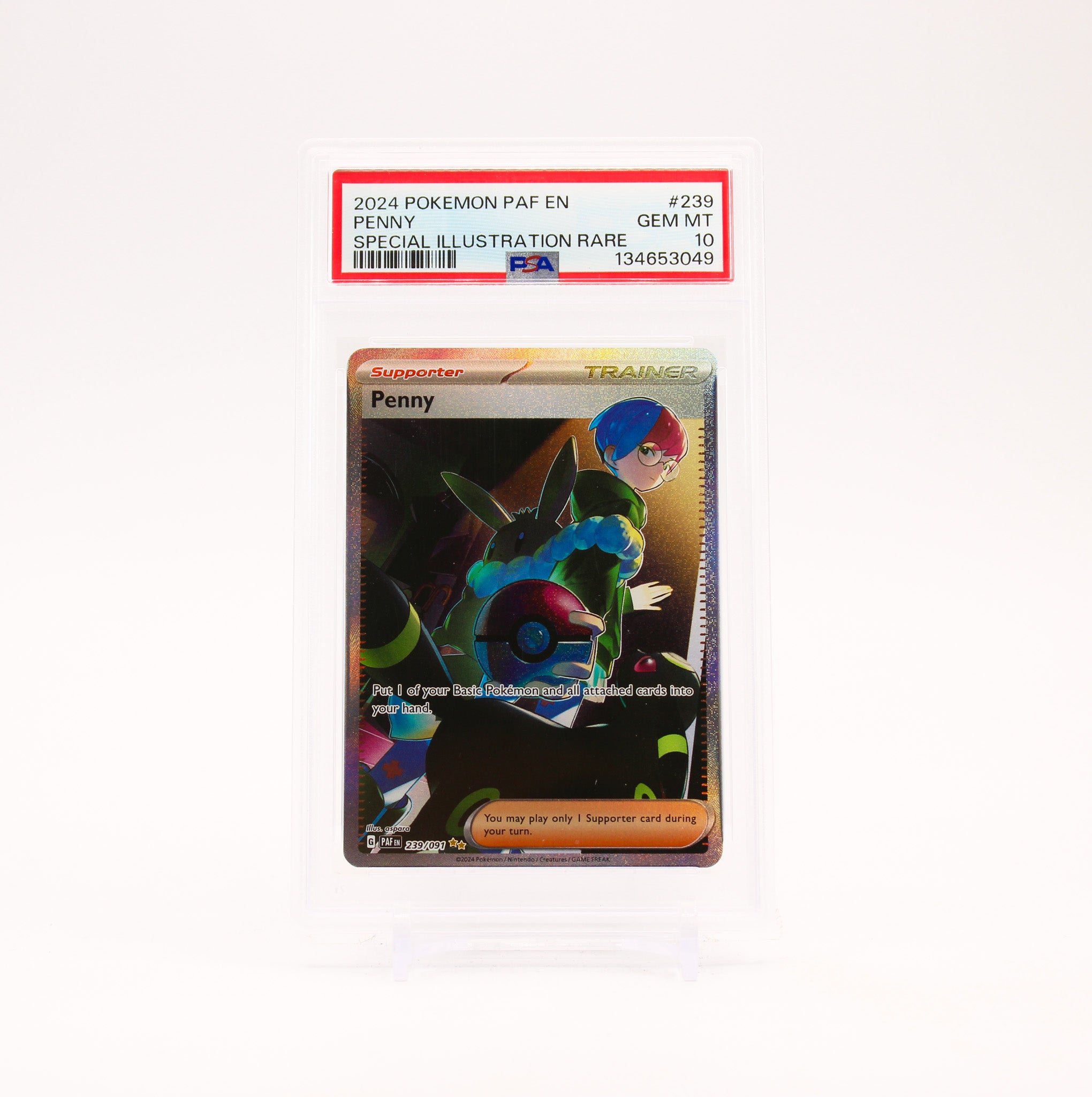 Penny - 239/091 PSA 10 Paldean Fates Special Illustration Trainer - GEM MT