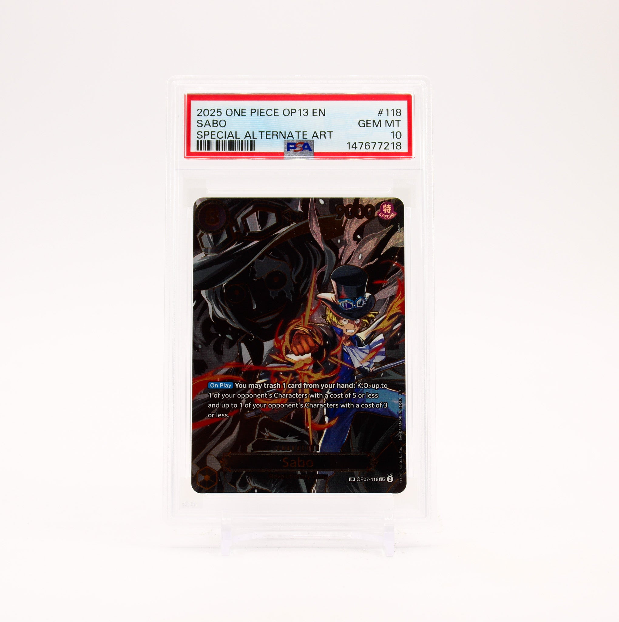 Sabo SP - OP07-118 PSA 10 Carrying On His Will SEC One Piece - GEM MT