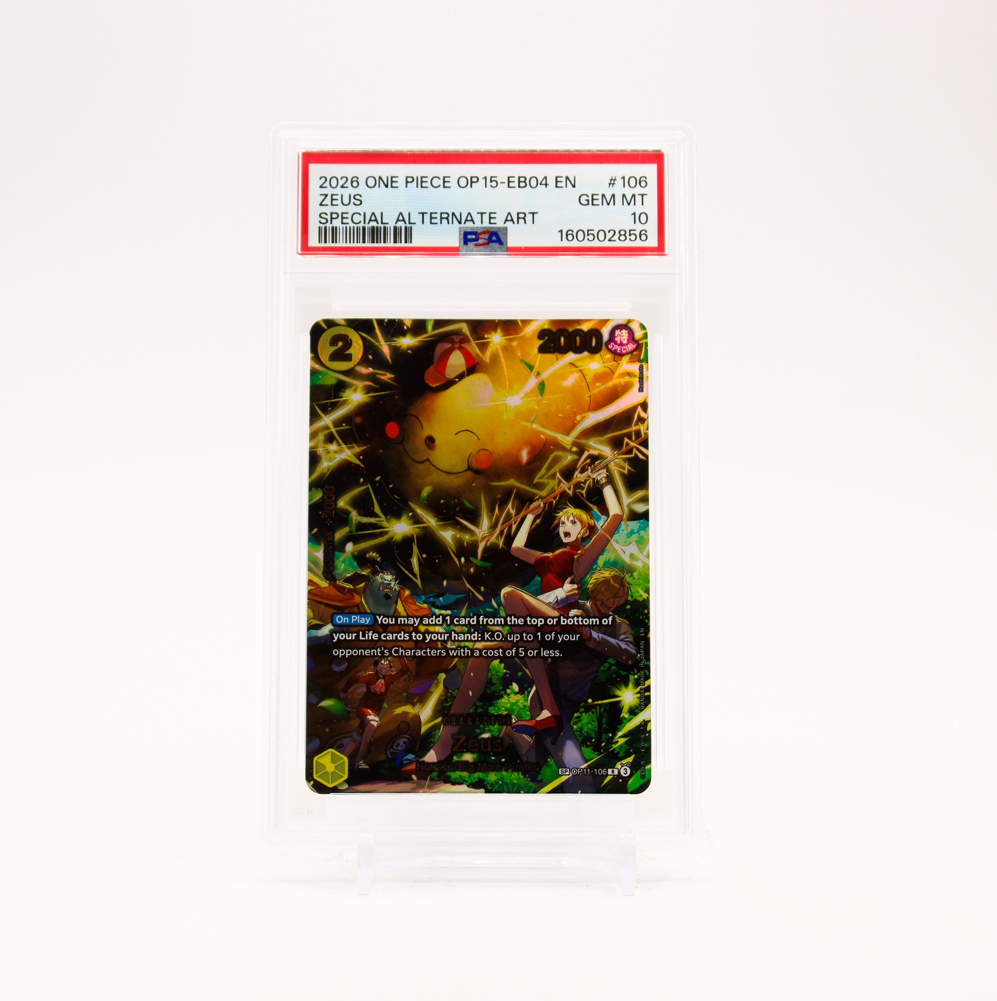 Zeus Alternate Art - OP15-106 PSA 10 Adventure on Kami's Island R One Piece - GEM MT