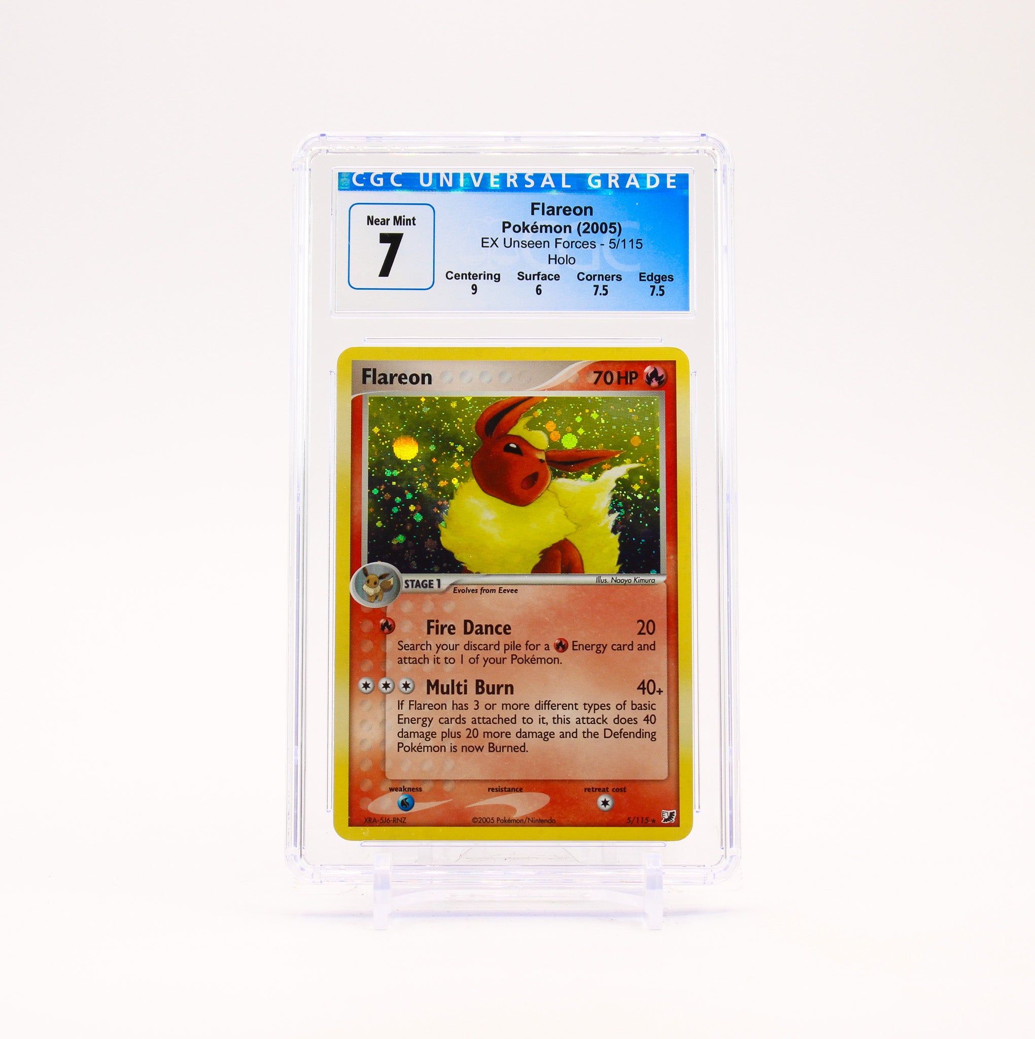 Flareon - 5/115 CGC 7 Unseen Forces Holo Rare Pokemon - NM