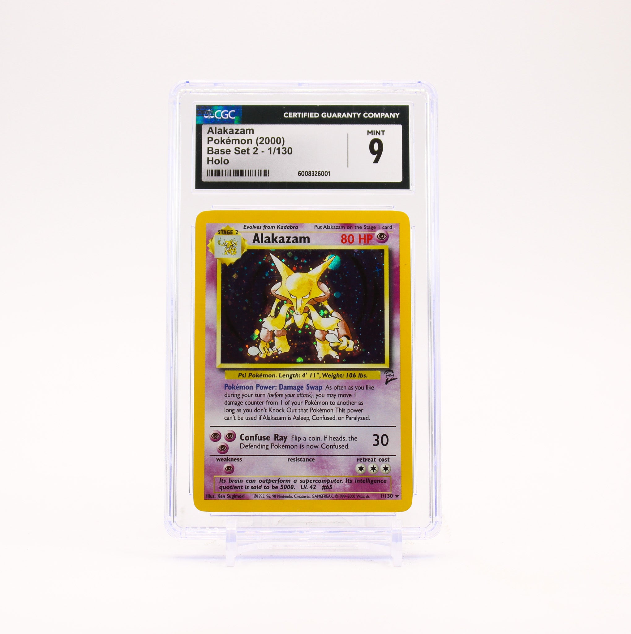 Alakazam - 1/130 CGC 9 Base Set 2 Holo Rare Pokemon - MINT