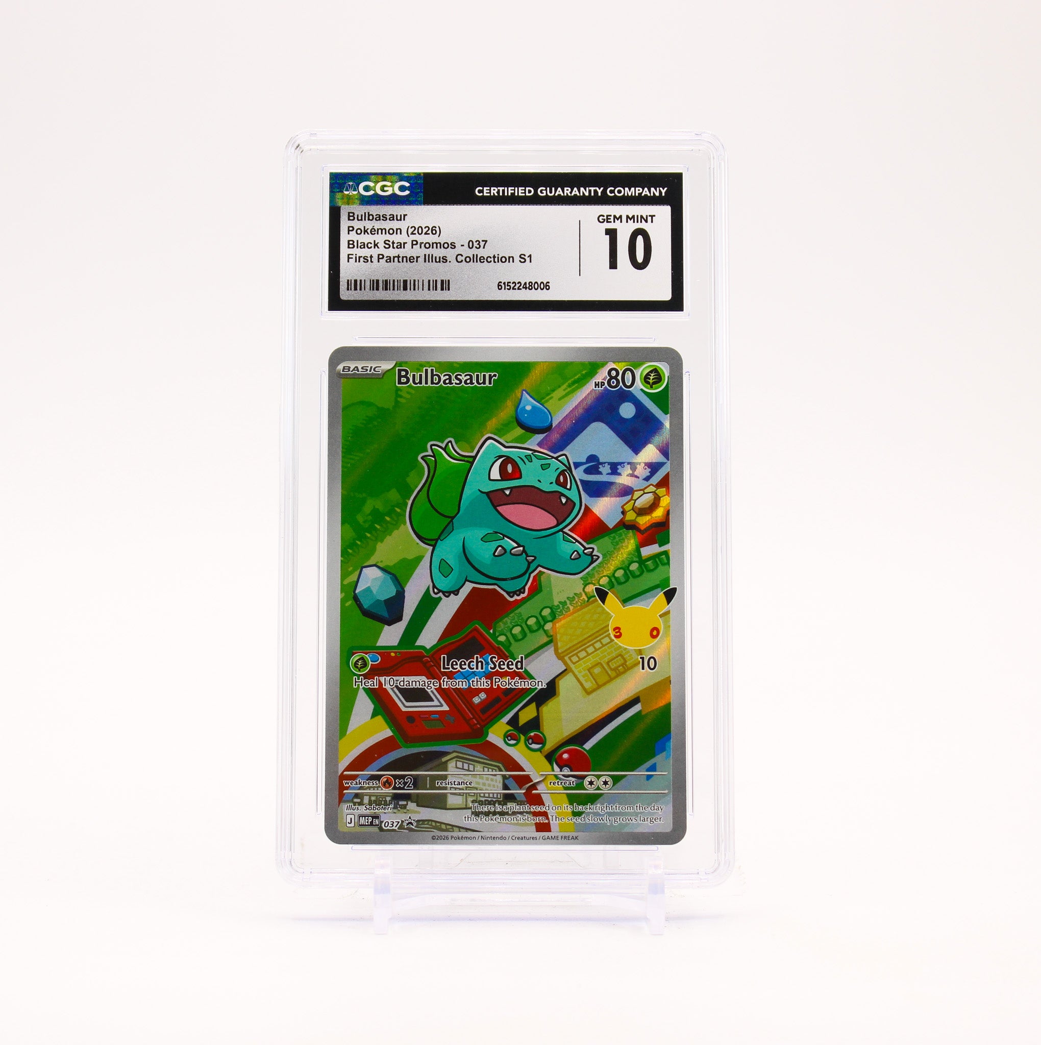 Bulbasaur - MEP037 CGC 10 First Partner Illustration Promo Pokemon - GEM MT