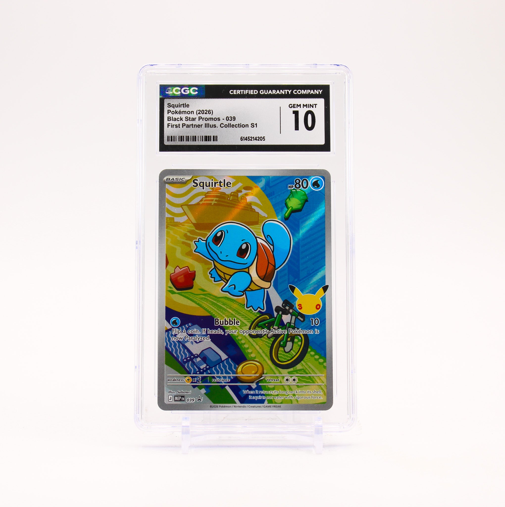 Squirtle - MEP039 CGC 10 First Partner Illustration Promo Pokemon - GEM MT