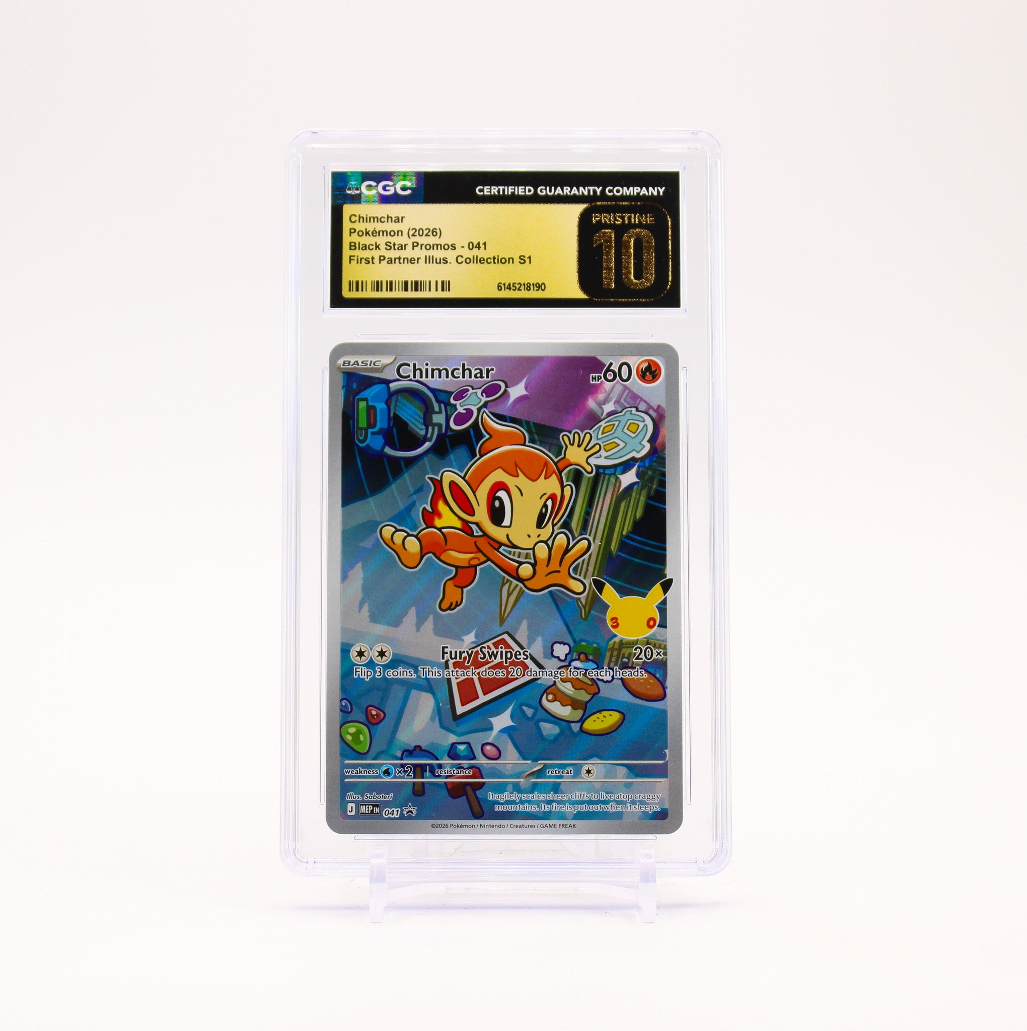 Chimchar - MEP041 CGC 10 First Partner Illustration Collection Promo Pokemon - PRISTINE