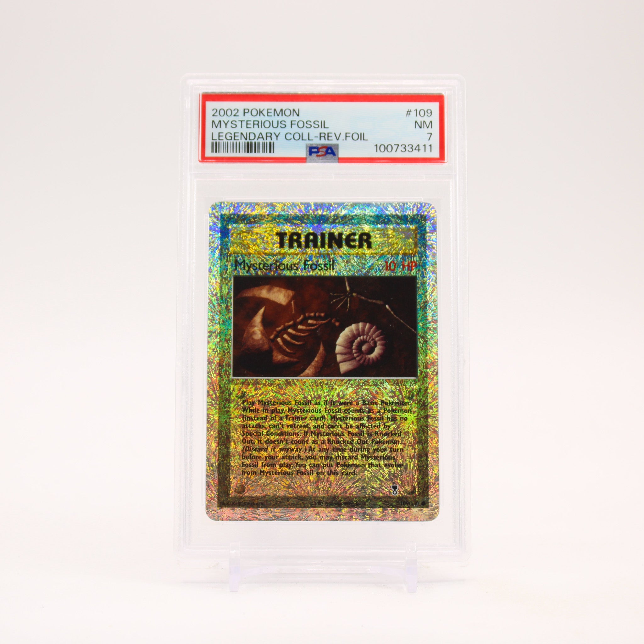 Mysterious Fossil - 109/110 PSA 7 Legendary Collection Reverse Holo Firecracker Trainer - NM
