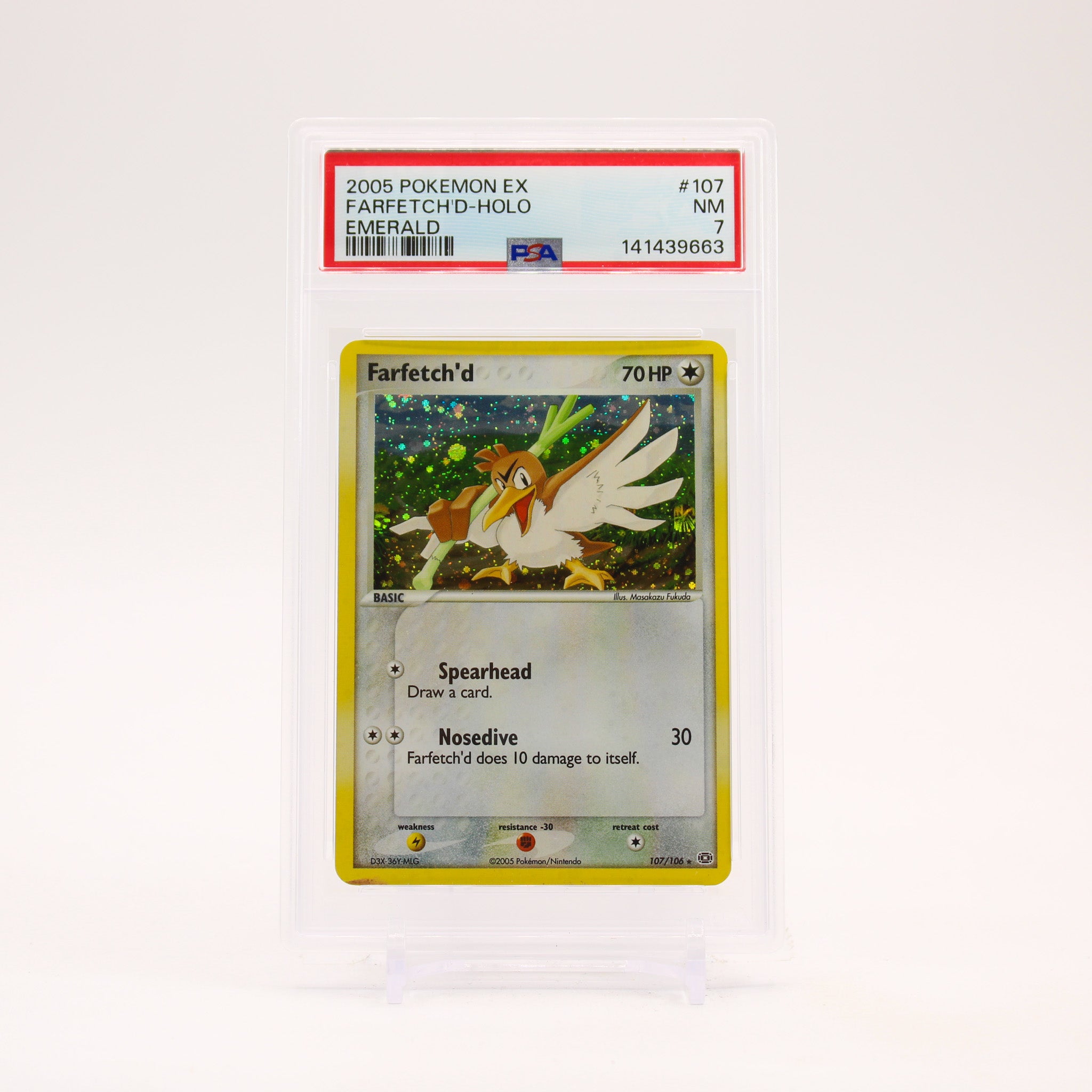 Farfetch'd - 107/106 PSA 7 Emerald Secret Rare Holo Pokemon - NM